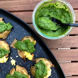 Smashed Potatoes with Creamy Chimichurri