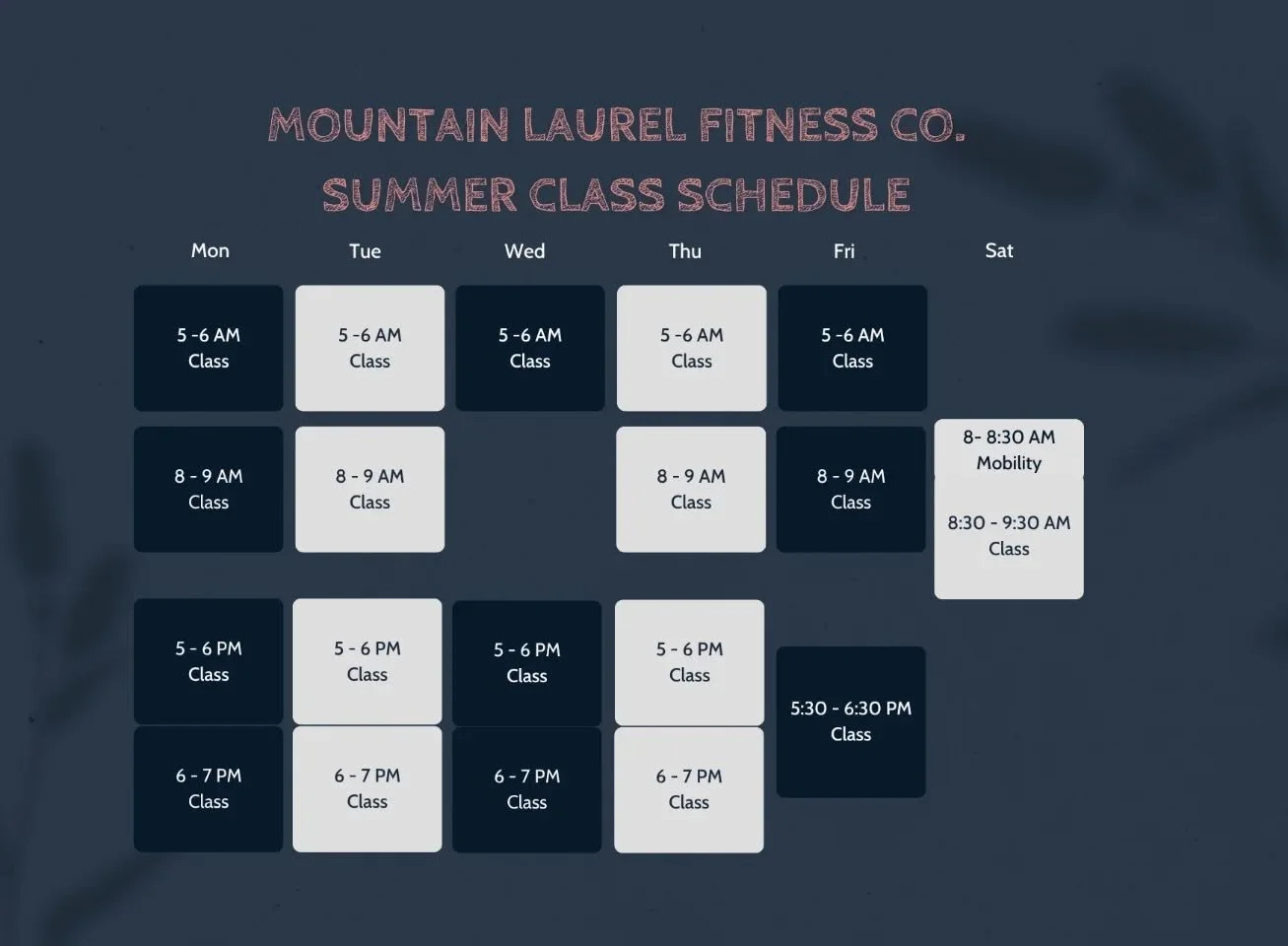 🚨 Reminder 🚨
Our summer schedule starts tomorrow (6/08).
The 9:30am class moves to 8:00am for the season. Get your workout in early before the heat kicks in, then enjoy the rest of your day relaxing by the pool or getting ahead of whatever the day 