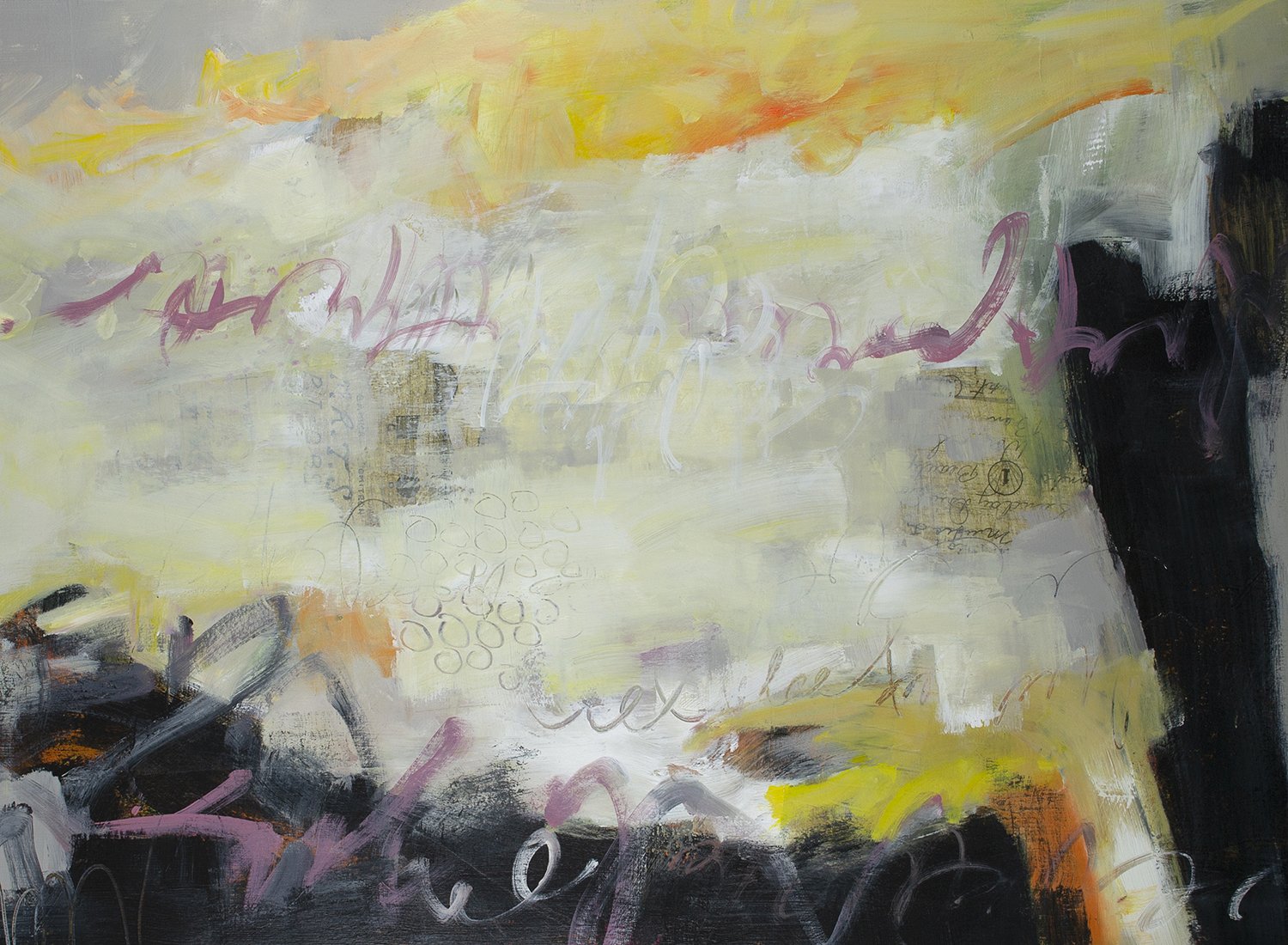 Good Reception, 2025, Acrylic and collage on panel - 30x20 in, $1200