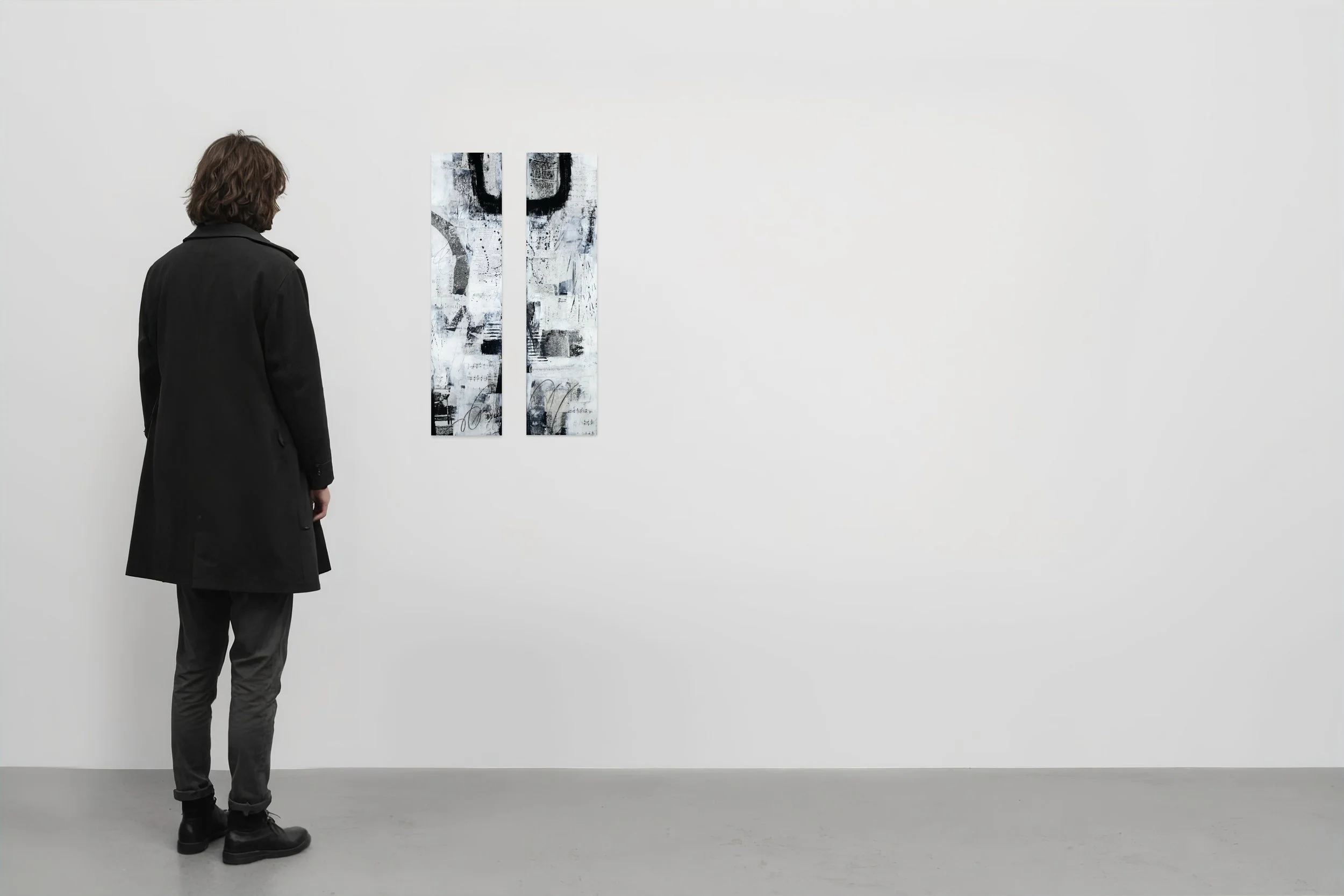 Beautiful Things, 2024, Acrylic and collage on panel - 2 x 6x24 in diptych, $800