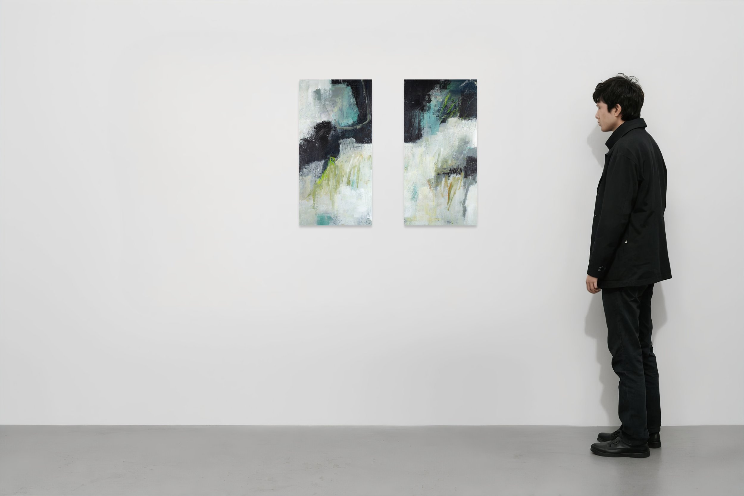 Releasing, 2024, Acrylic on canvas - 2 12x24 in diptych, $1100