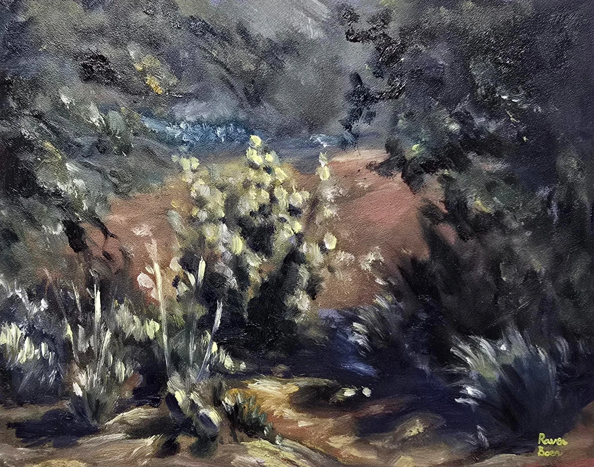 "Bell Rock Pathway Shrub View, Sedona"  March 2026
Oil on board
8”x10”
