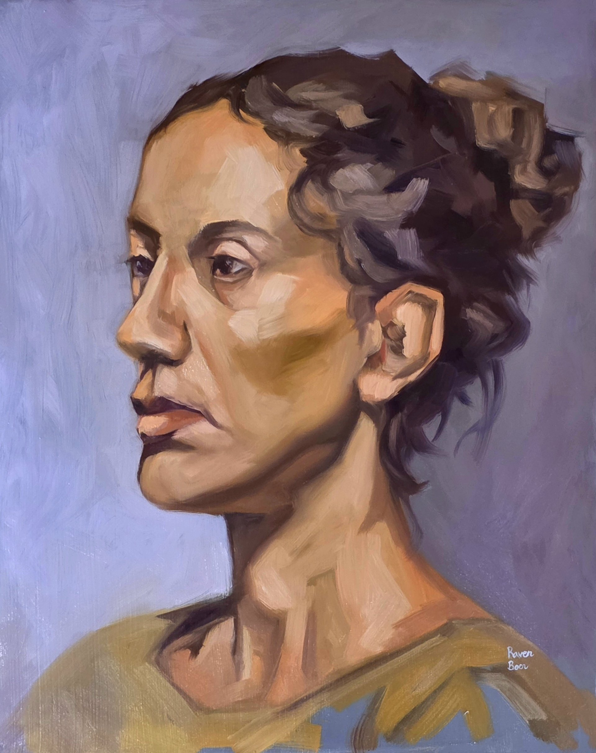 3 hr life portrait, Sept 2026 Oil on board 14"x18"