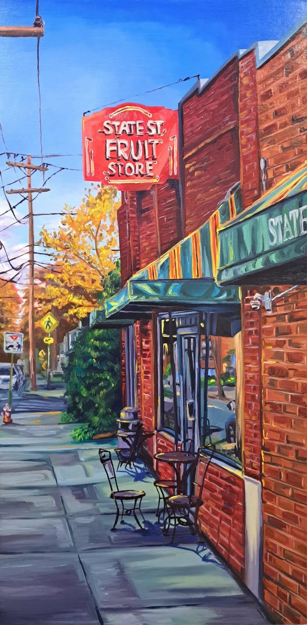 "State St Fruit Store" 12"x24" oil on board 2025