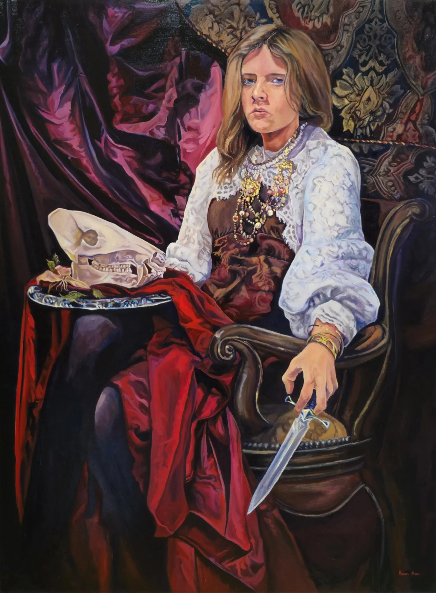 "Self Portrait with Javelina Skull" 36"x48", 2026