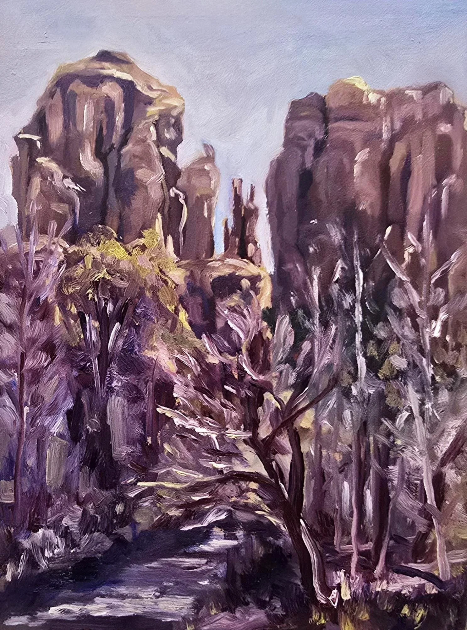 "Cathedral Rock From Crescent Moon Ranch, Sedona" 
March 2026
Oil on board
9”x12”
