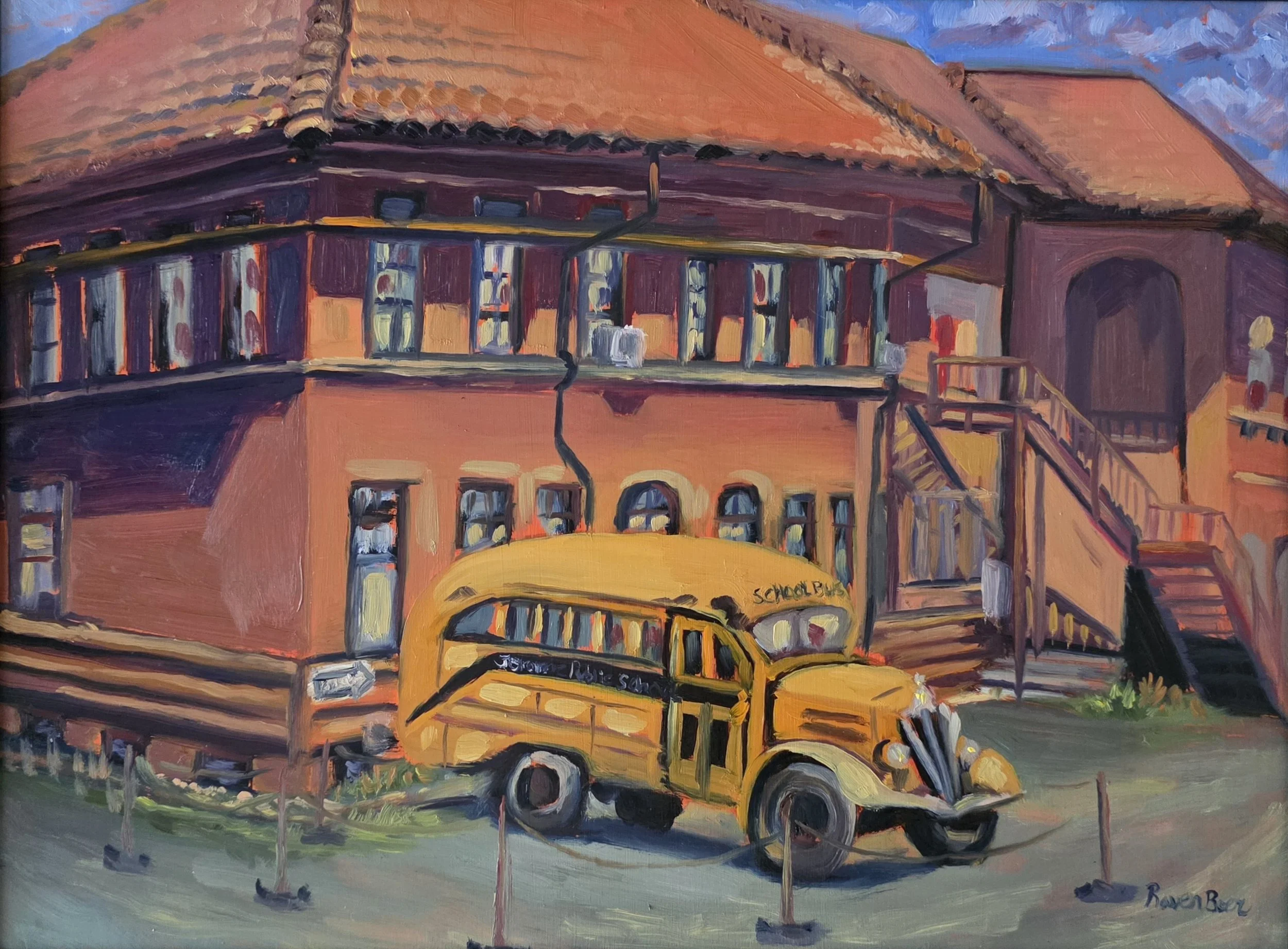 "Old Jerome Highschool" Jerome AZ (Art in the Pines Plein Air Festival) Aug 2026, oil on board 12"x16"