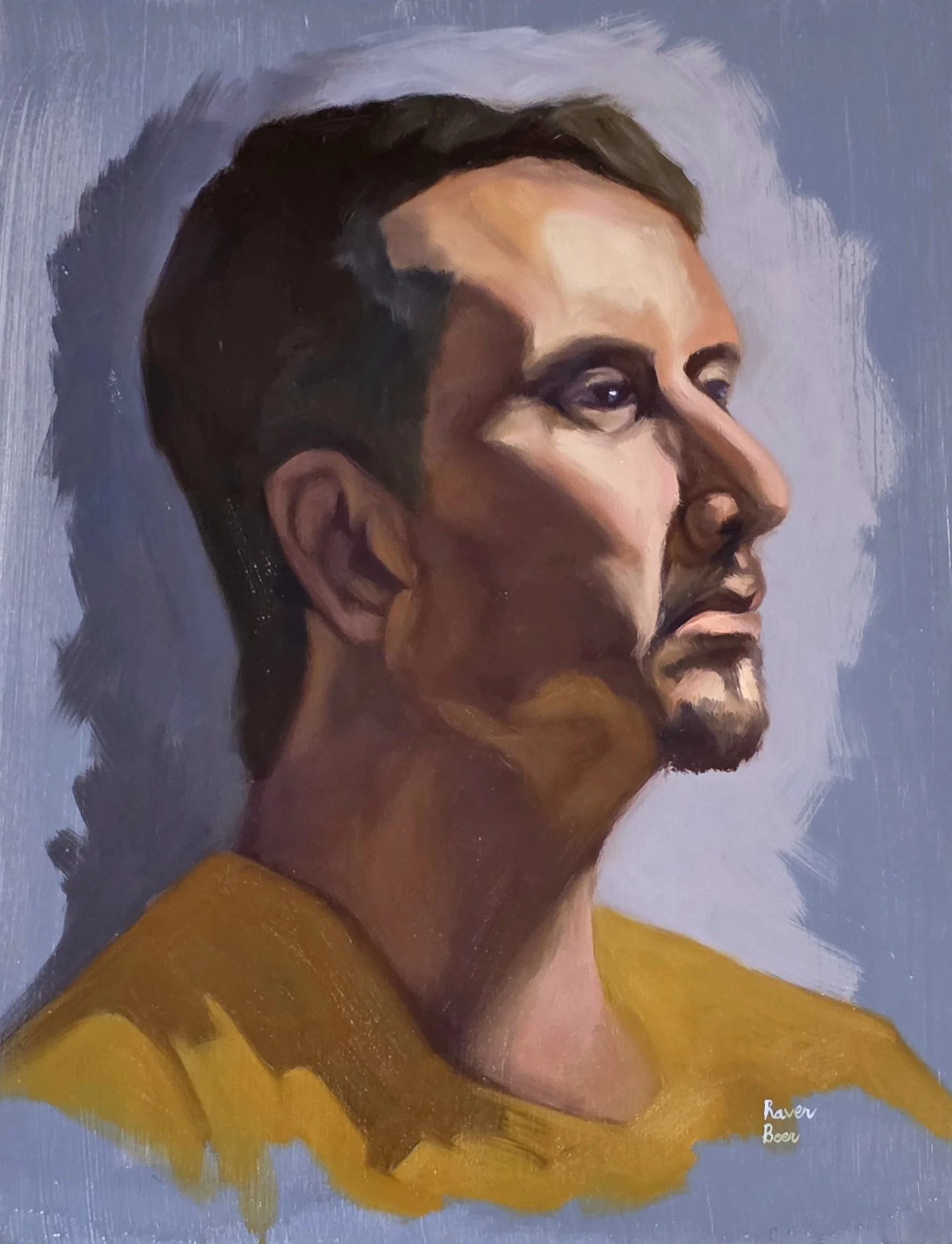 3 hr life portrait, Sept 2026 Oil on board 14"x18"
