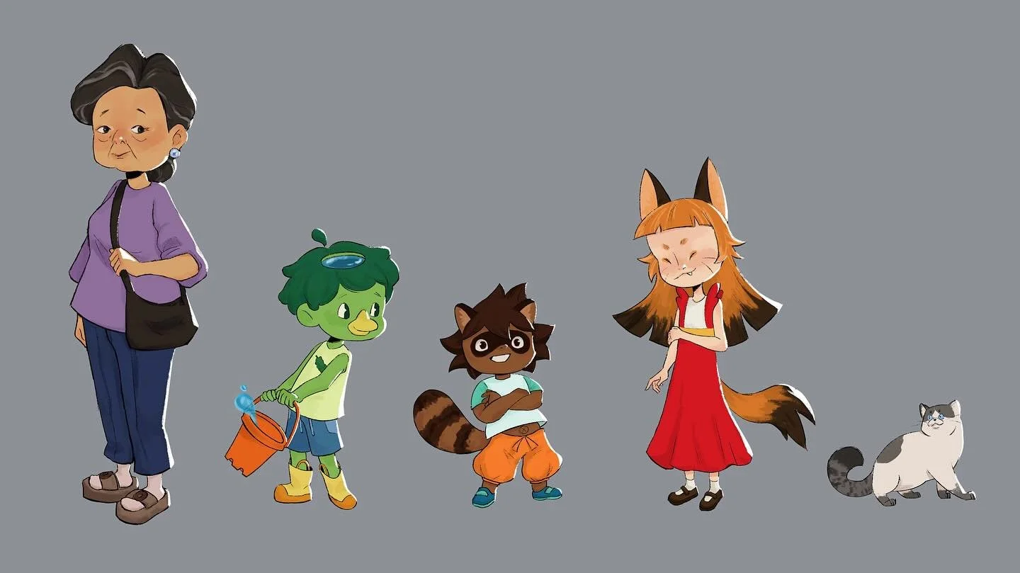 Character line-up a for personal project I'm working on 🐢⛩️🦊

#characterdesign #visualdevelopmentartists #visdev #visualdevelopment #conceptartist