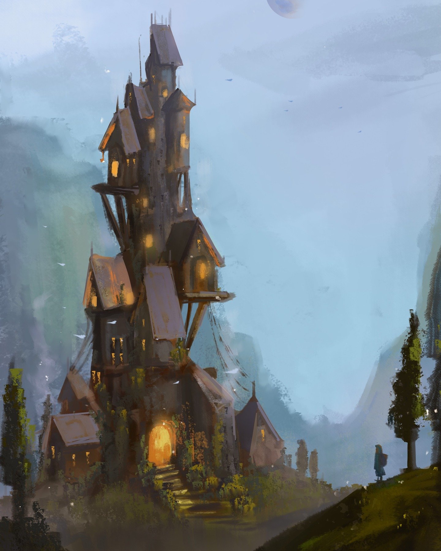 A 2-hour sketch to practice environments and color. I started taking @nathanfowkesart Advanced Digital Techniques course on @schoolismlive , so I have lots of yummy brushes to play around with. 

#sketch #digitalsketch #environmentdesign #environment