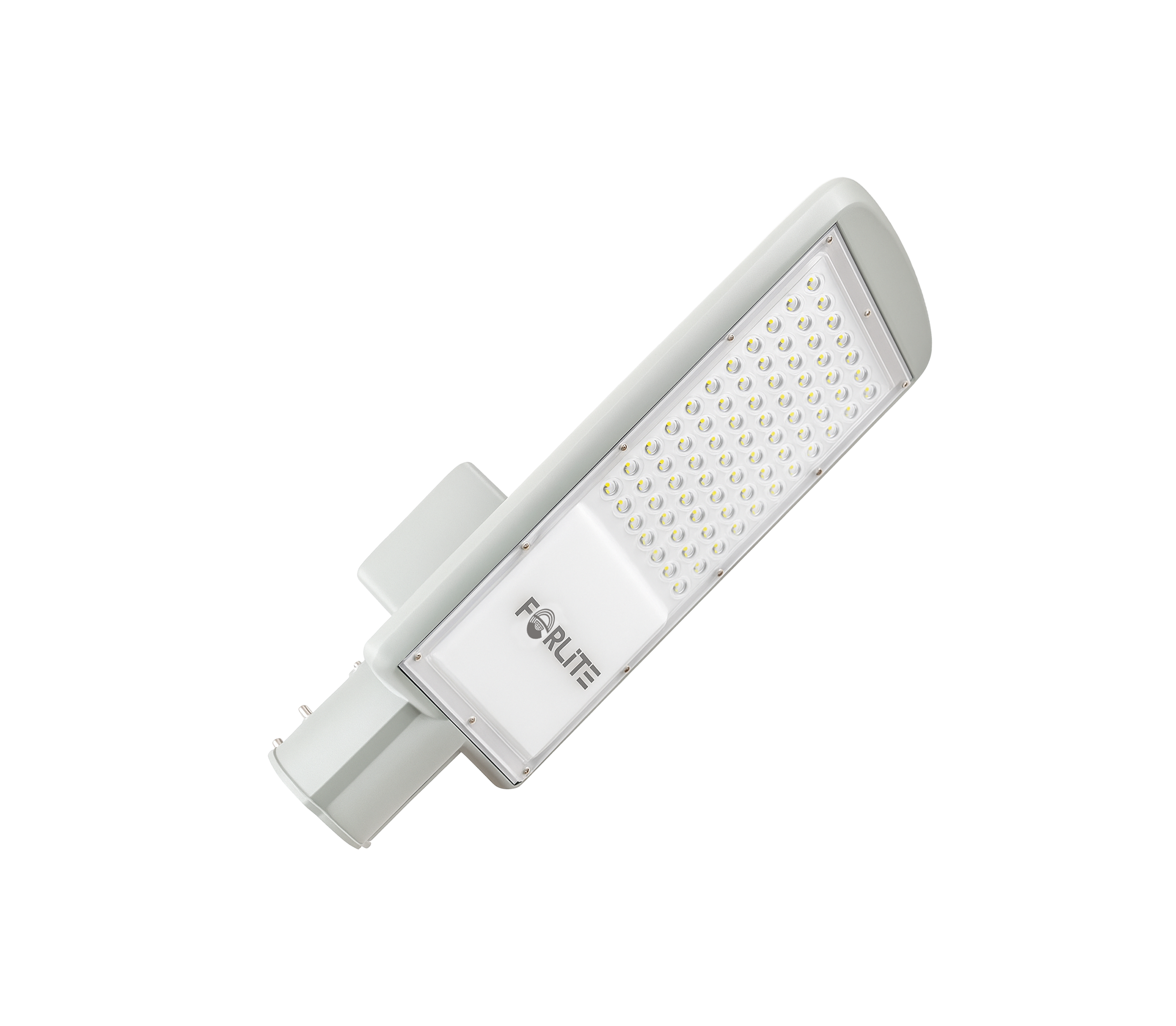 Faro LED blanco compacto con cable y clip de montaje.