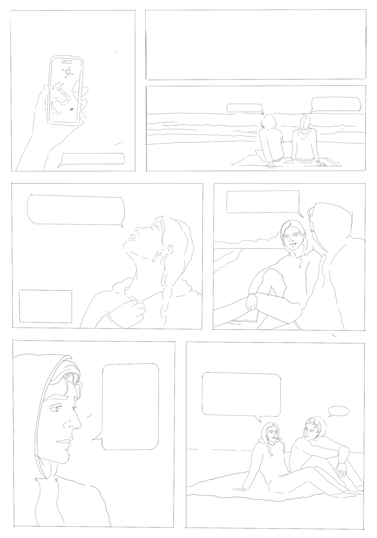 Personal Story Comic Study, rough sketch 2/2 (Adobe Illustrator) - Art History 2025