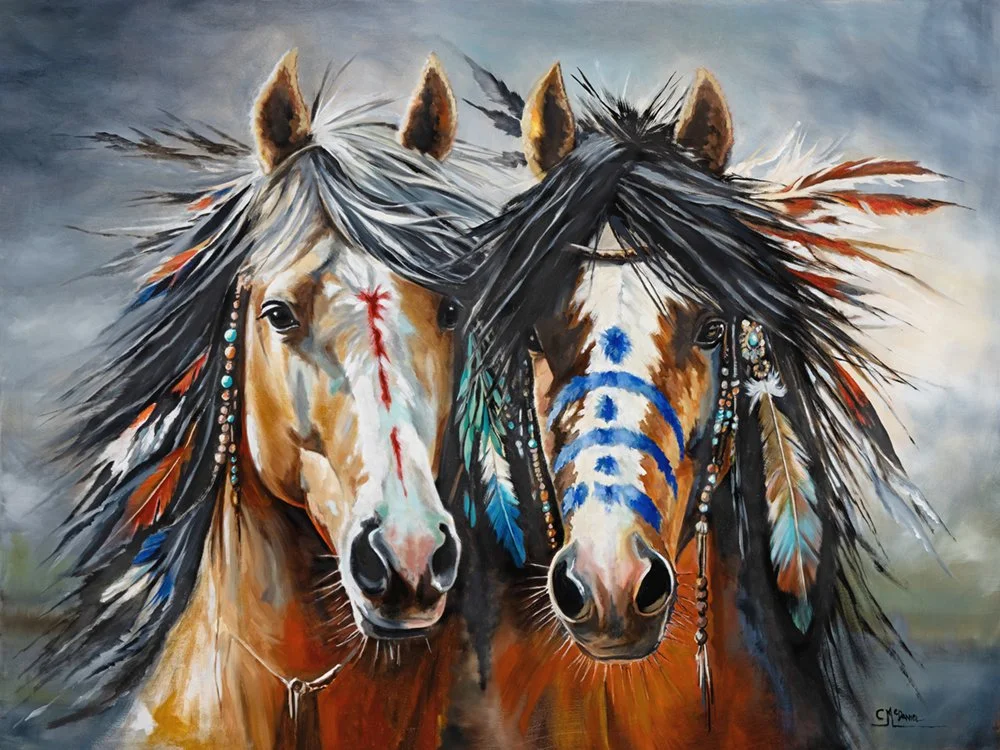 "Akečhéta Athletes" 30"x40" Oil on Canvas - SOLD