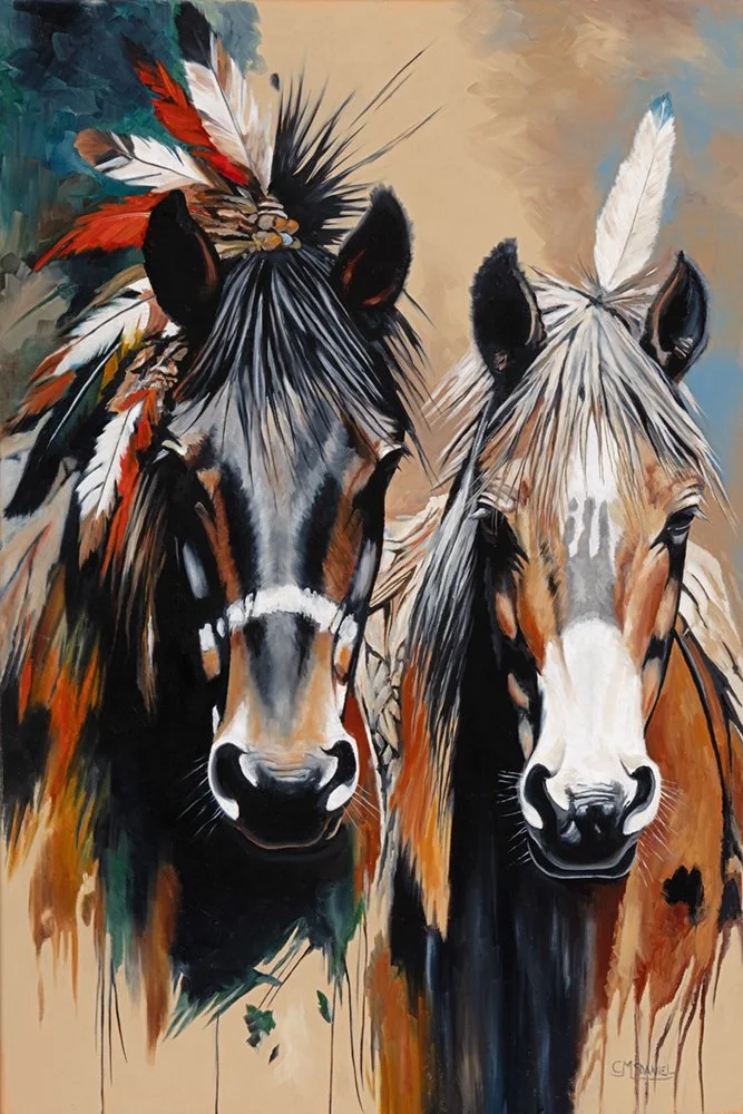 "War Pony Pair" 24"x36" Oil on Canvas