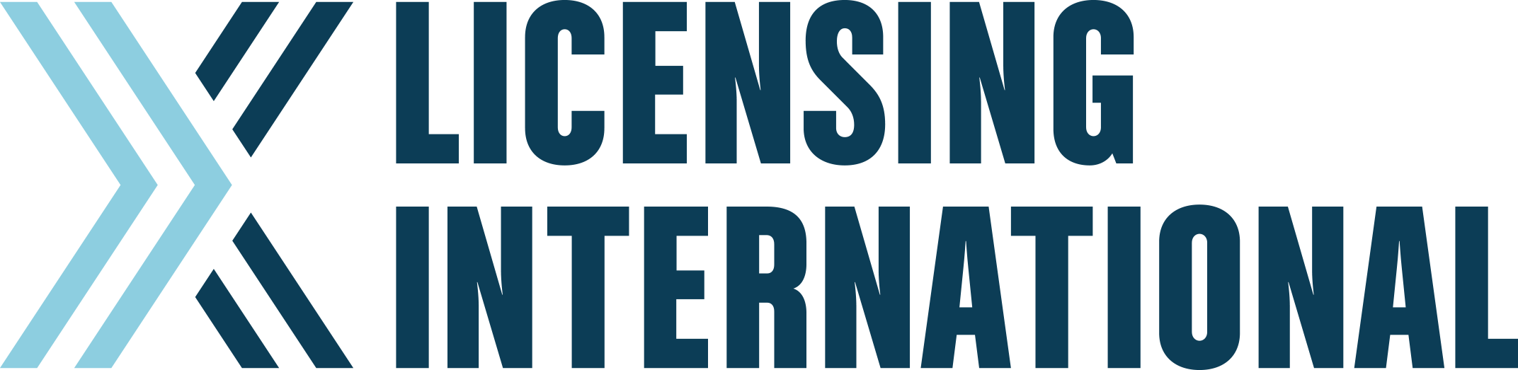 Licensing International logo in shades of blue and black with stylized arrow design.