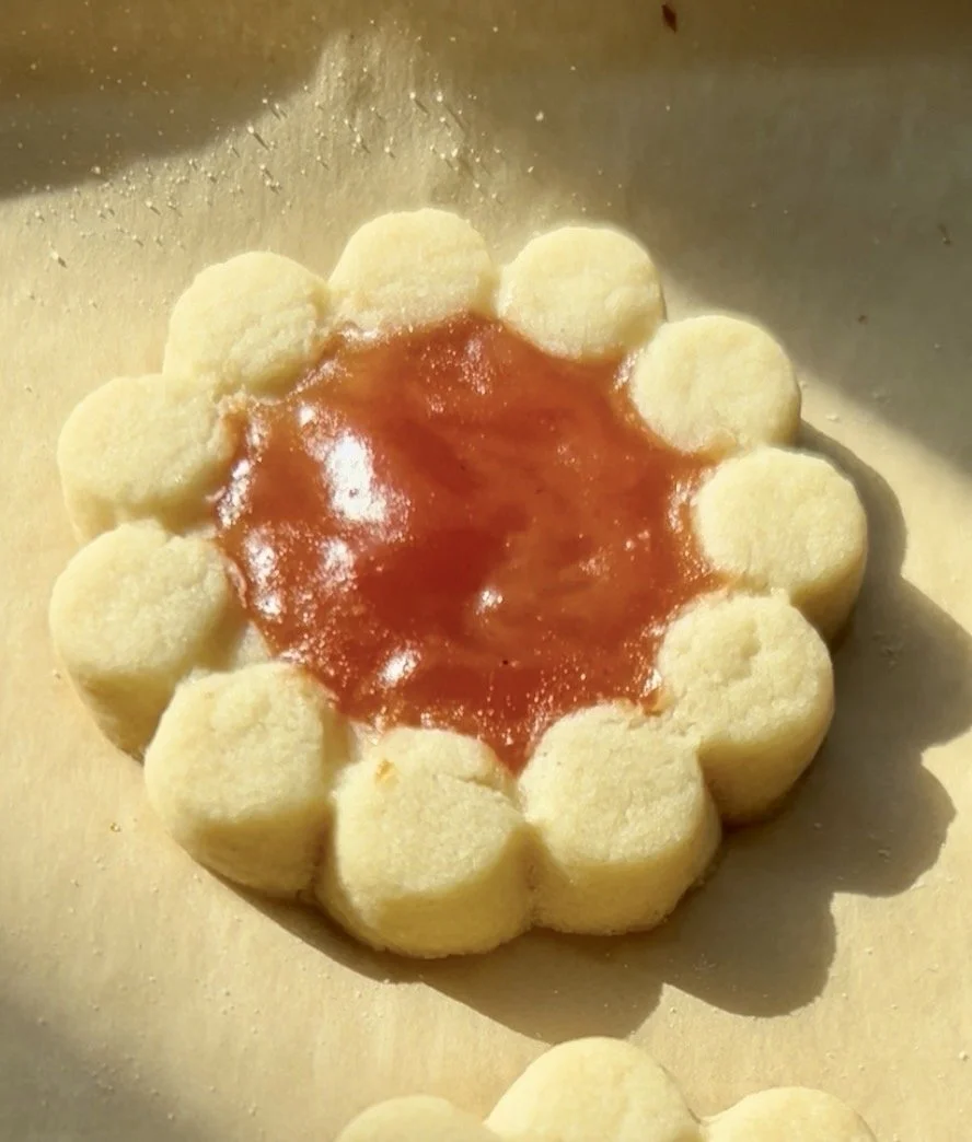 Guave Jam Cookies_One cookie up close on parchment.jpg