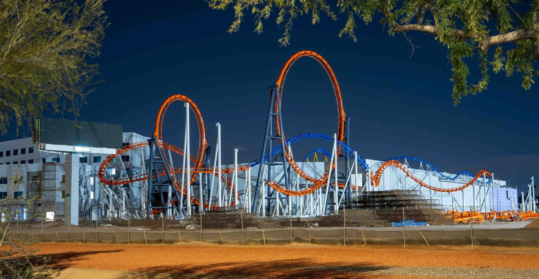 2 year old shot, and yet the track still ain't complete. Something about the billboard folks digging their heels in while the resort management tries to get a whole extra office building zoned and built. Meanwhile, everyone driving on the 101 gets to