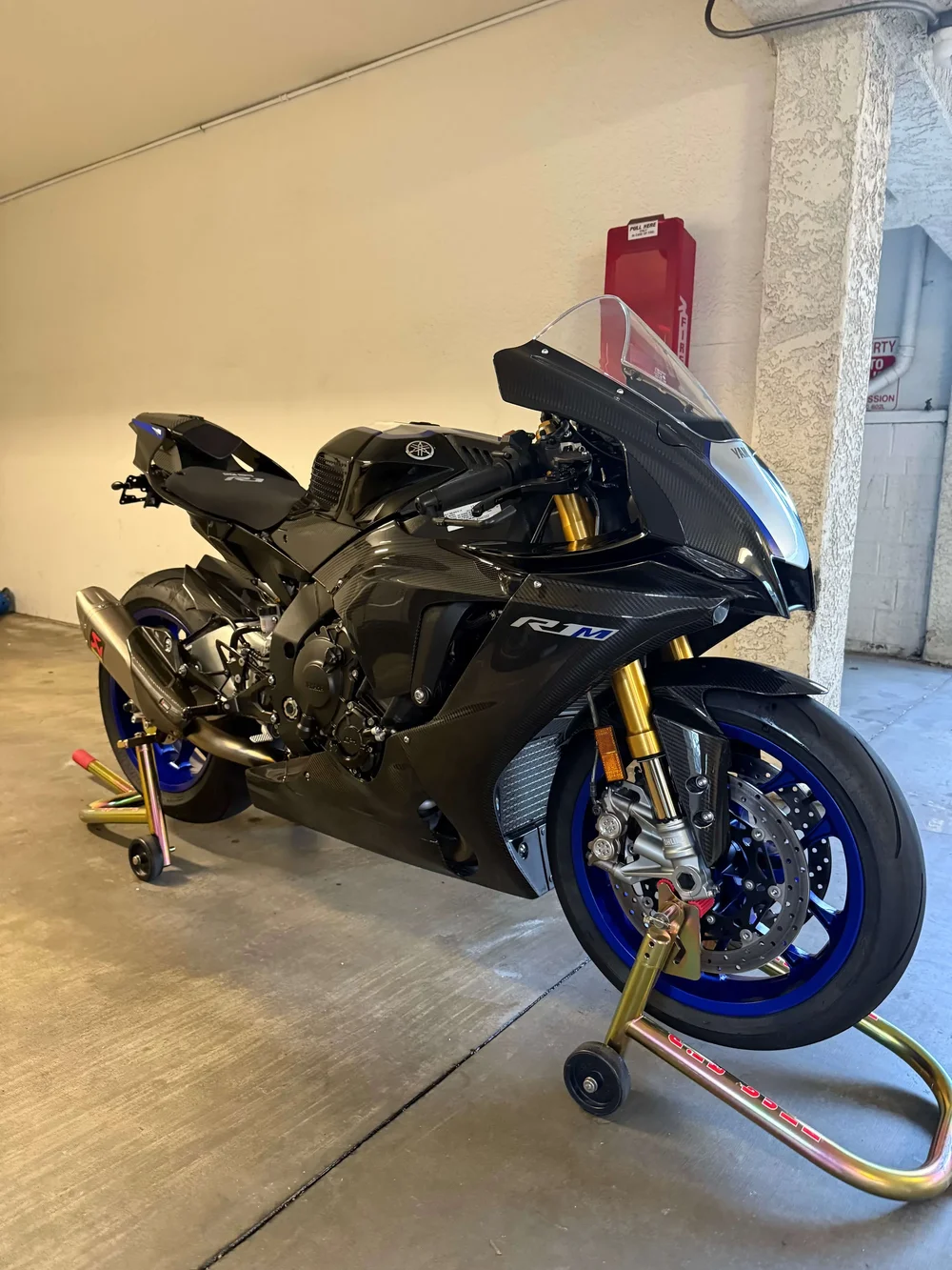 Black Yamaha racing motorcycle
