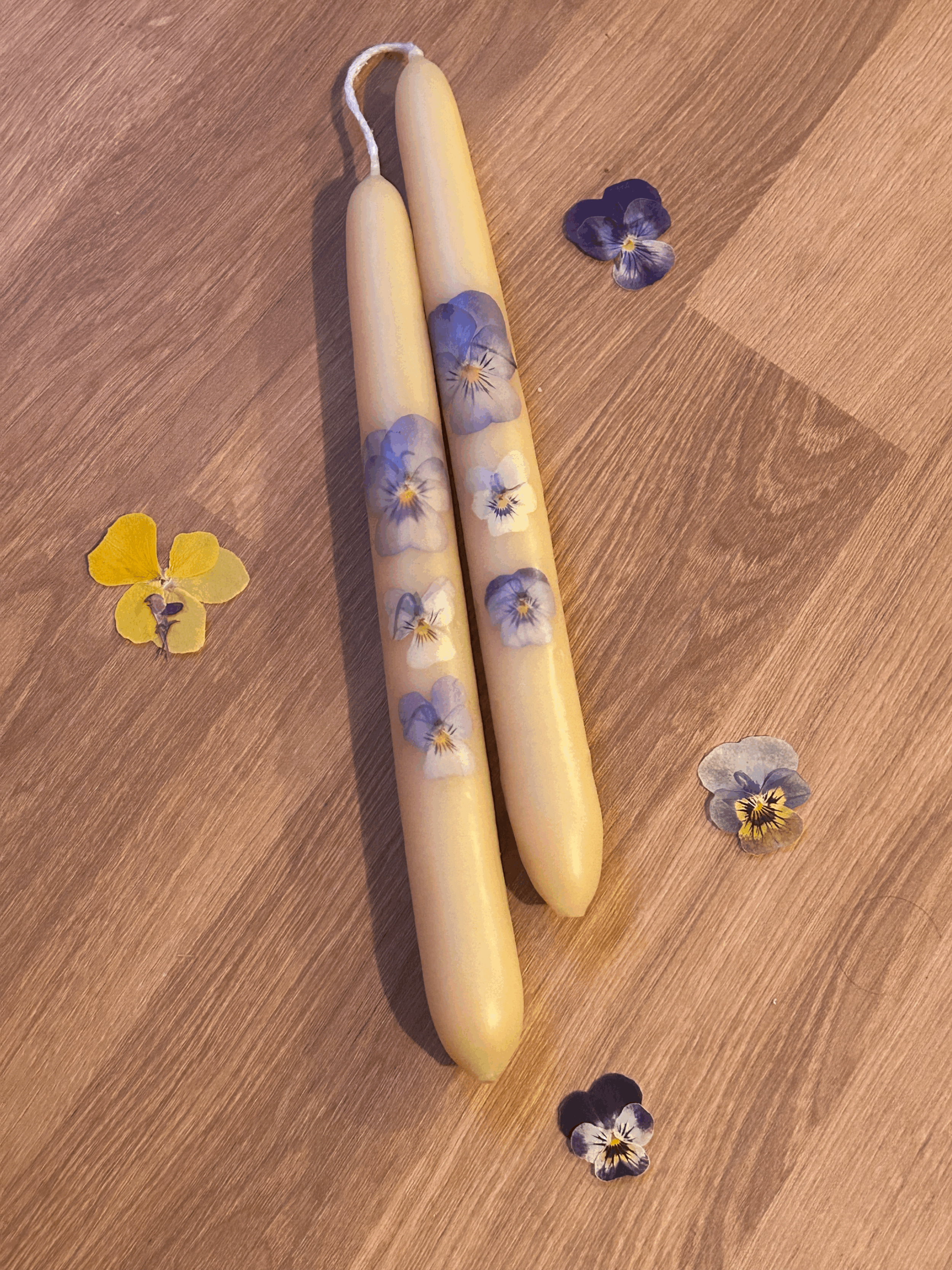Bespoke Hand-Dipped Beeswax Taper Candles (1 set)