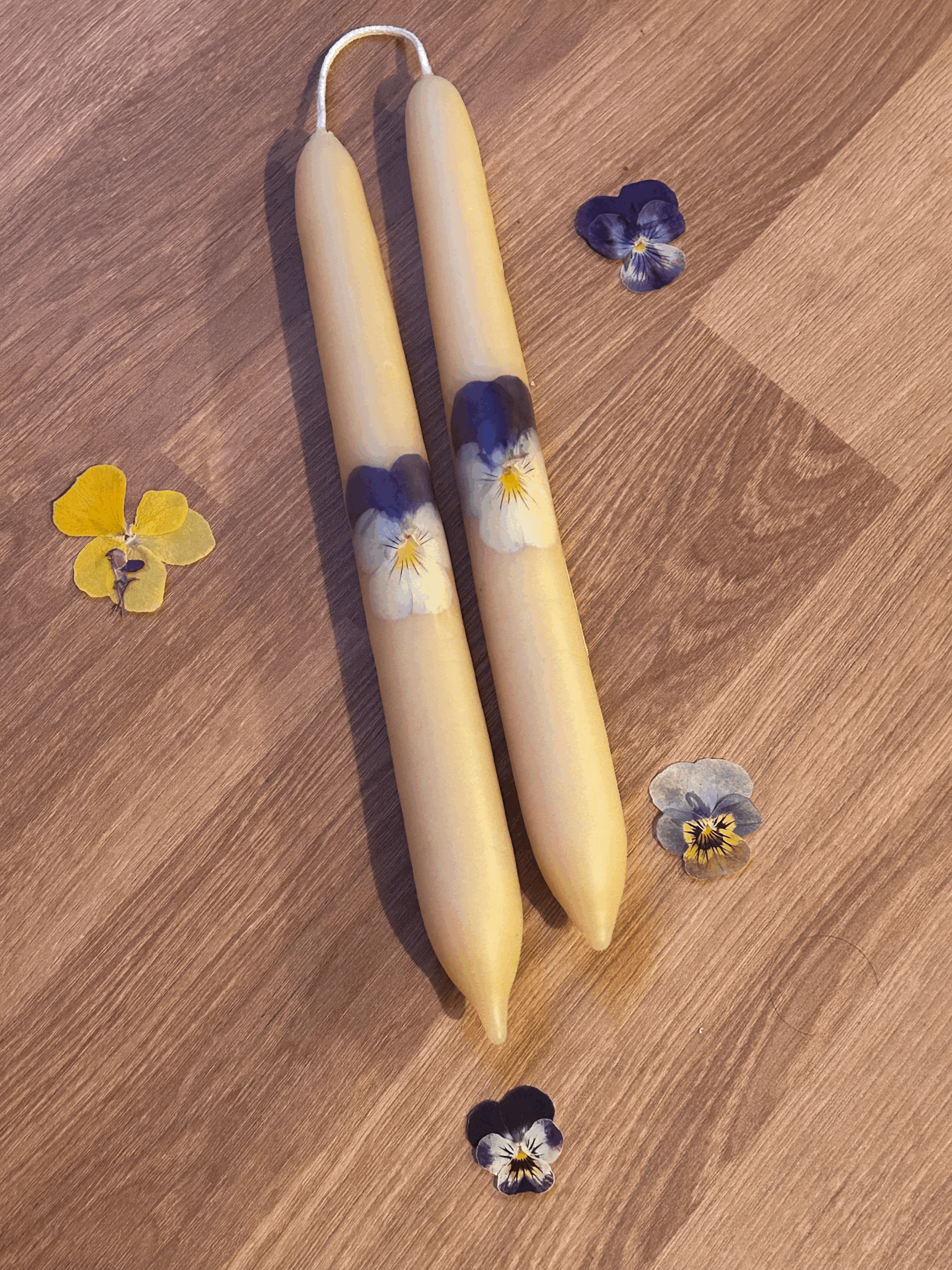 Bespoke Hand-Dipped Beeswax Taper Candles (1 set)