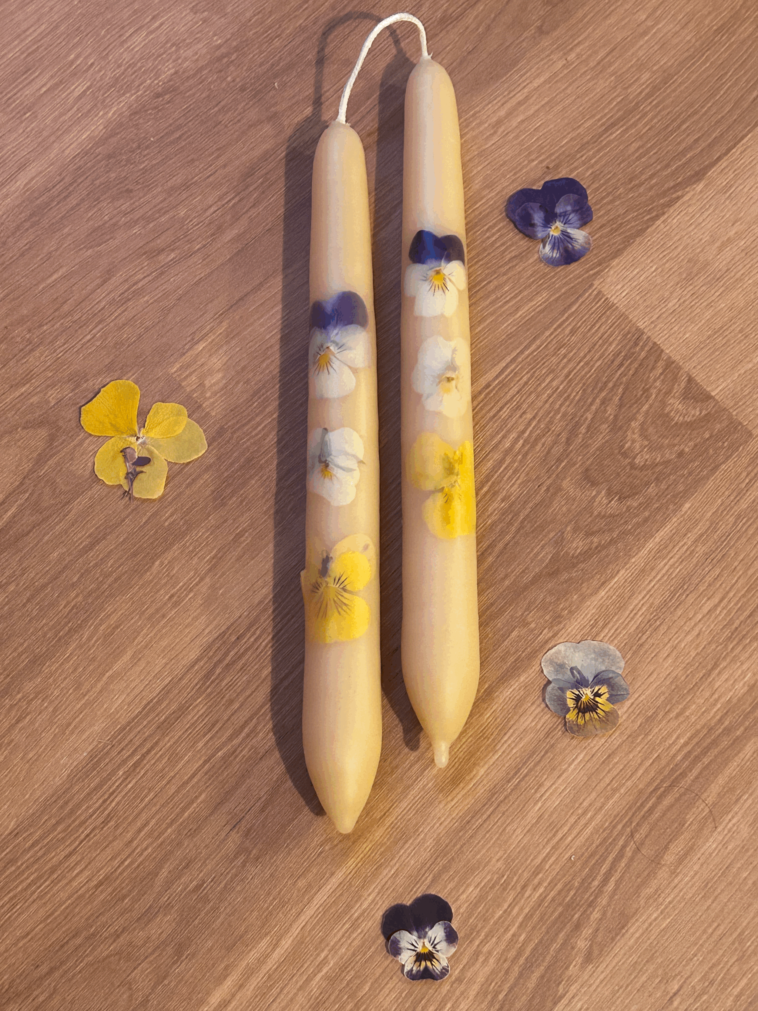 Bespoke Hand-Dipped Beeswax Taper Candles (1 set)