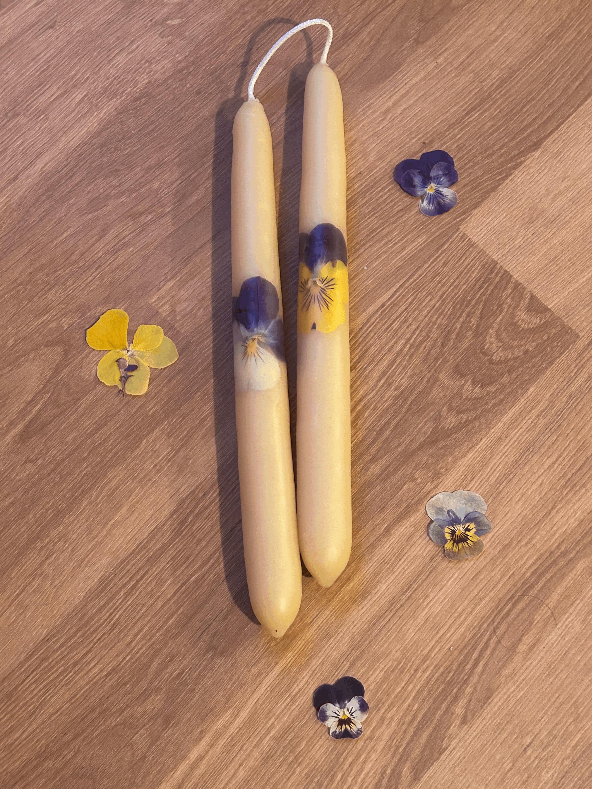 Bespoke Hand-Dipped Beeswax Taper Candles (1 set)