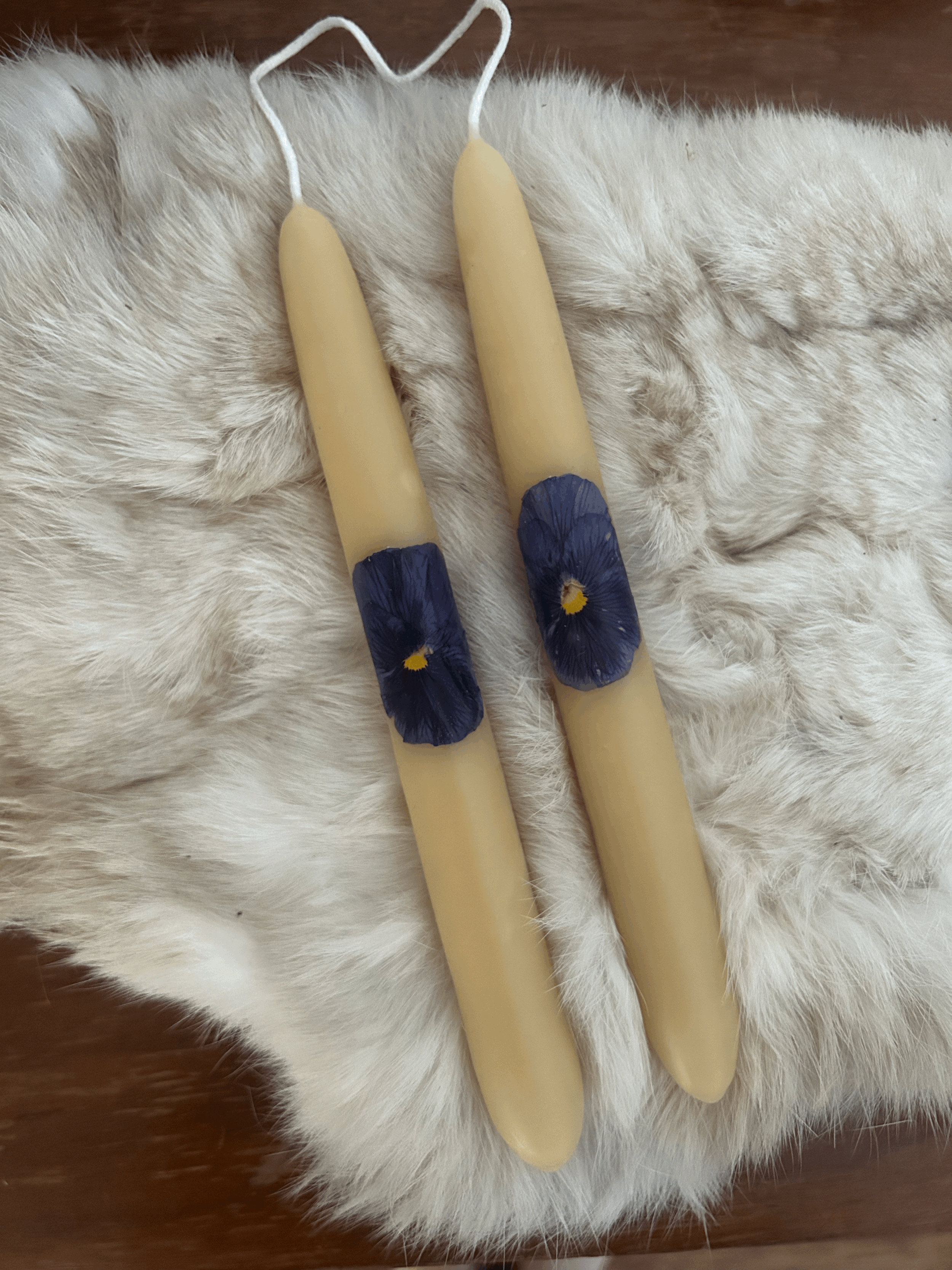 Bespoke Hand-Dipped Beeswax Taper Candles (1 set)