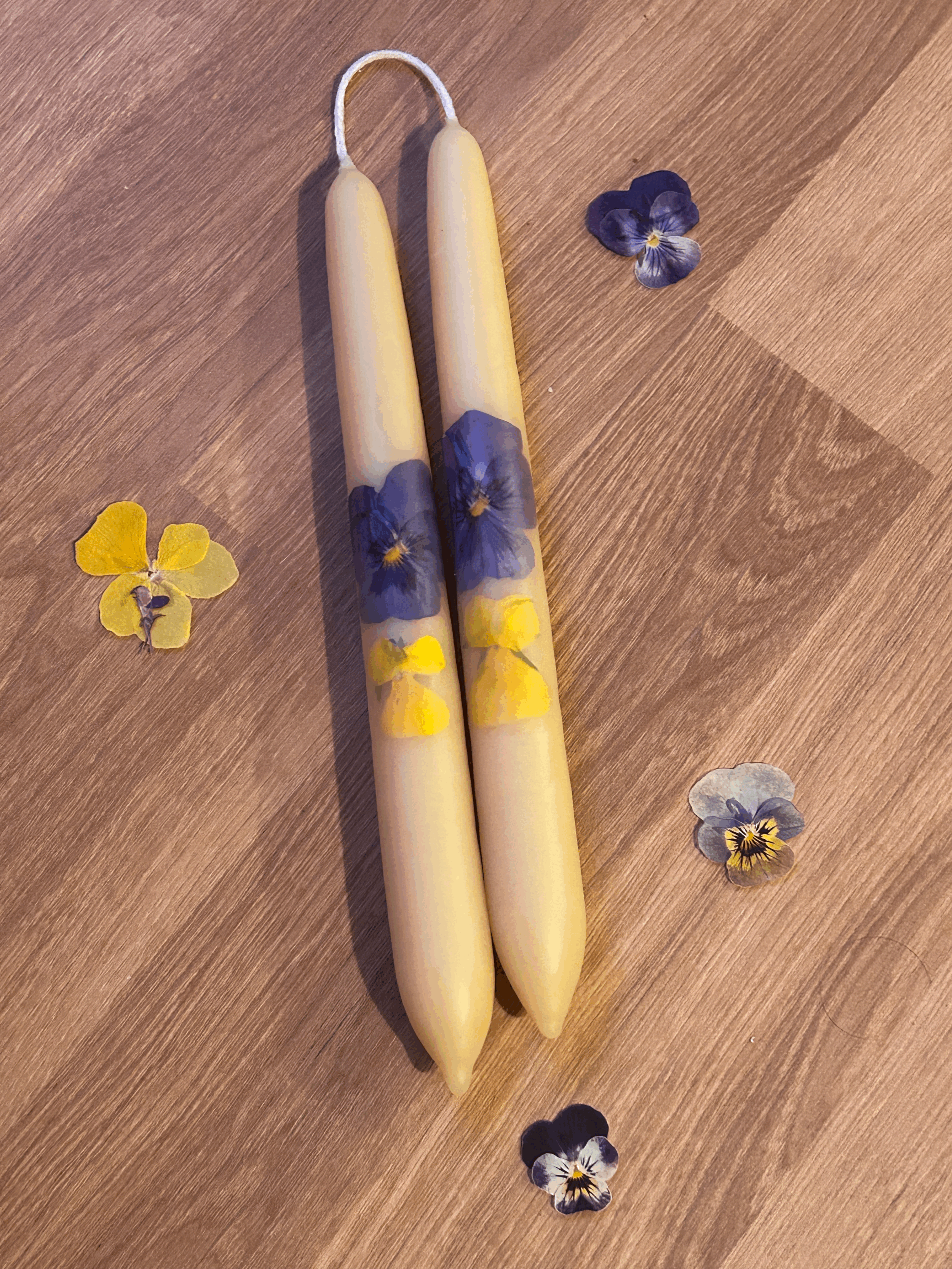 Bespoke Hand-Dipped Beeswax Taper Candles (1 set)