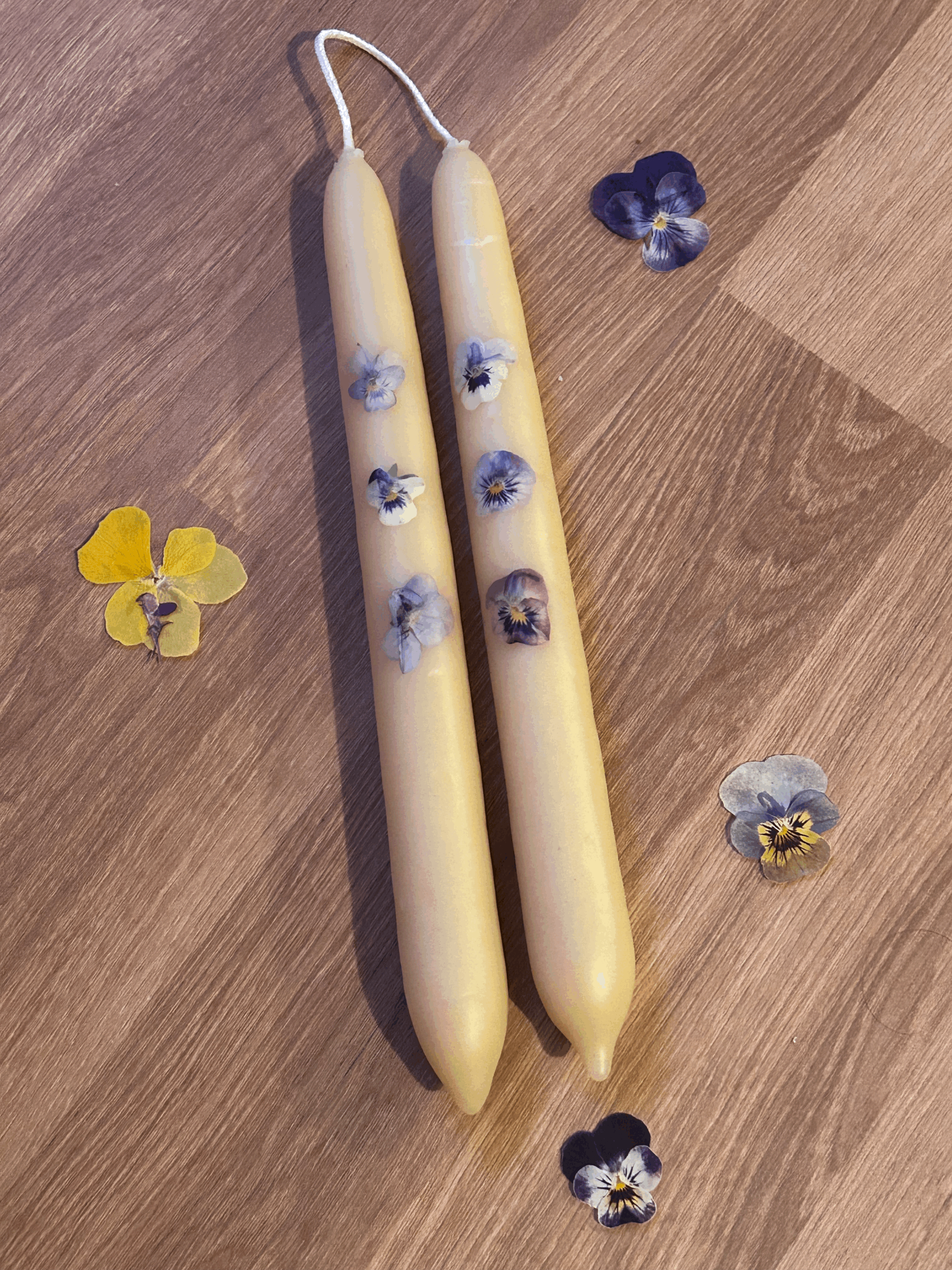 Bespoke Hand-Dipped Beeswax Taper Candles (1 set)
