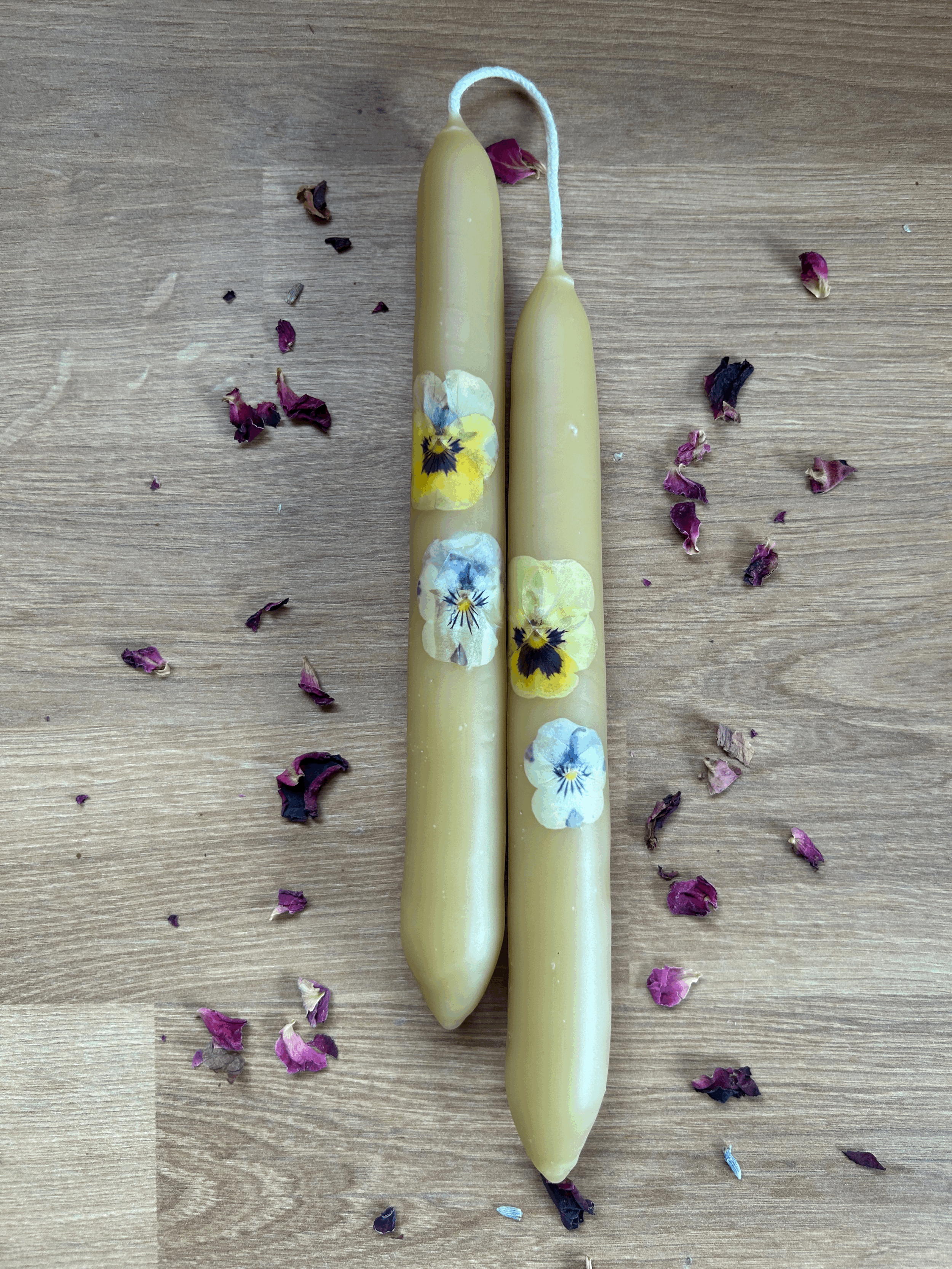 Bespoke Hand-Dipped Beeswax Taper Candles (1 set)