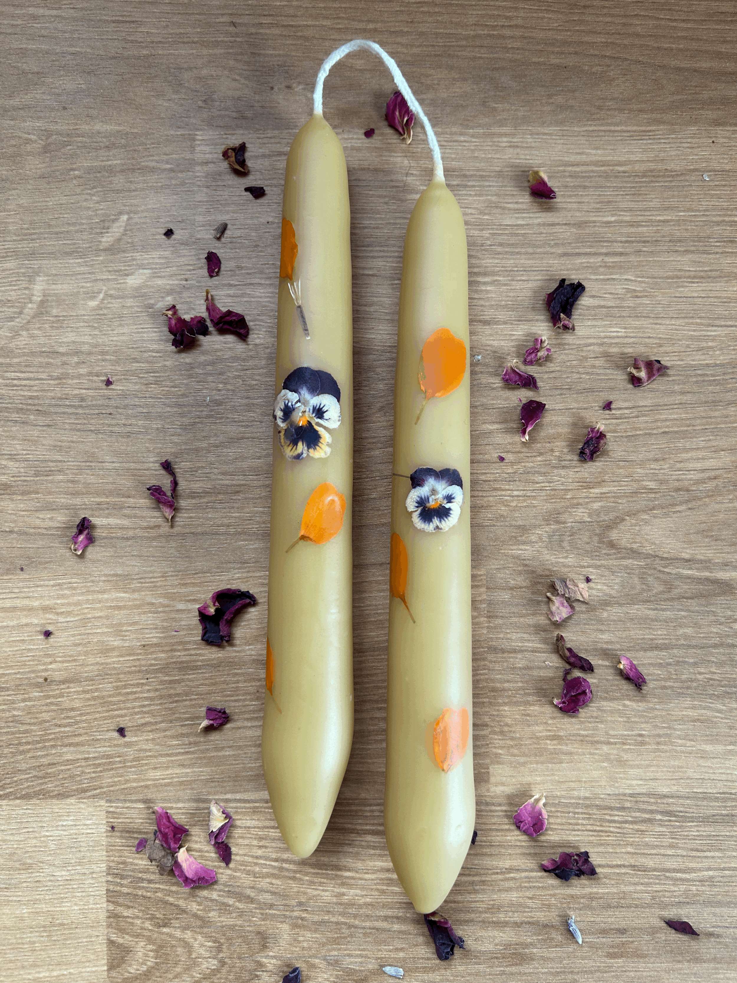 Bespoke Hand-Dipped Beeswax Taper Candles (1 set)