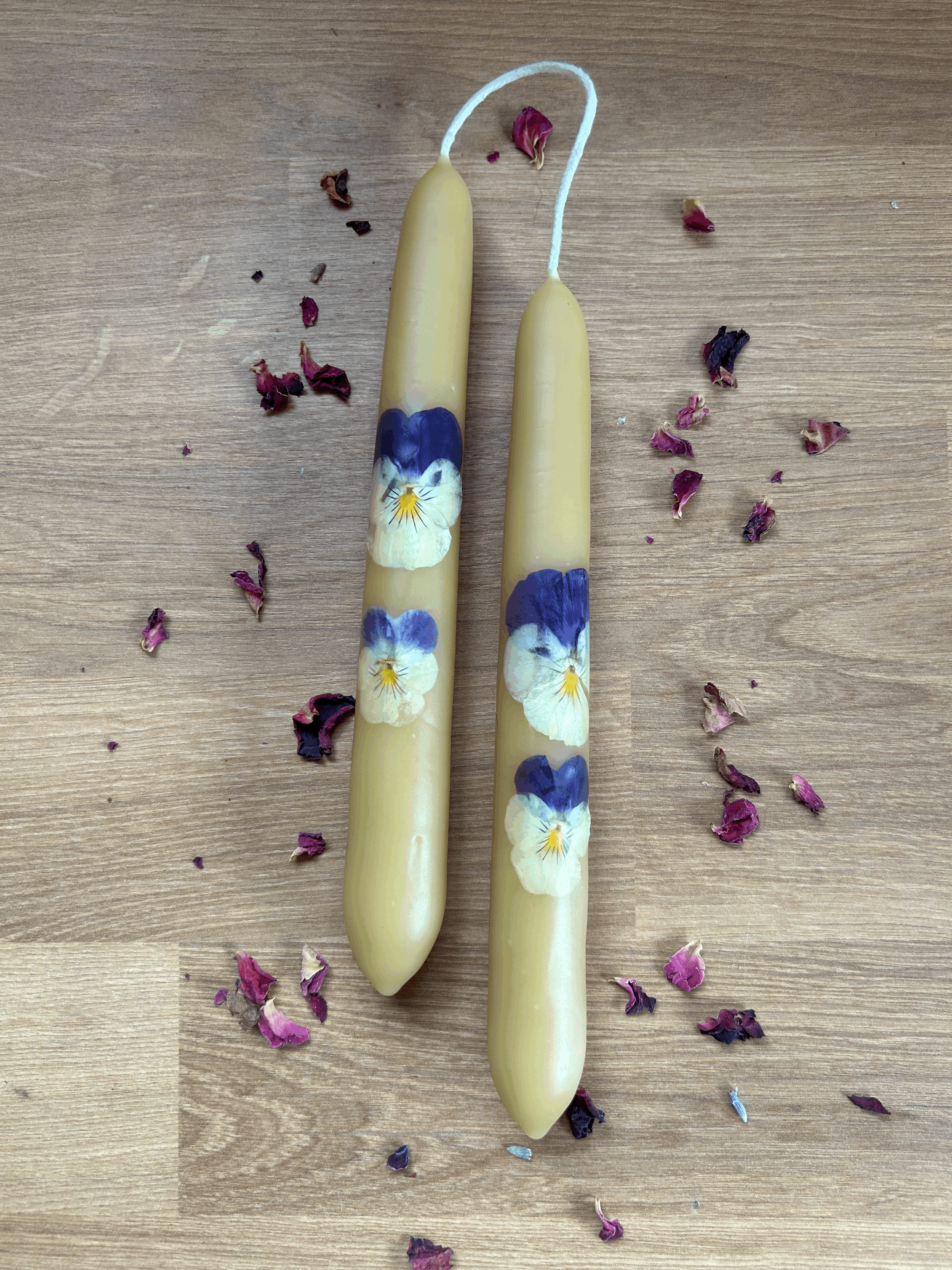 Bespoke Hand-Dipped Beeswax Taper Candles (1 set)