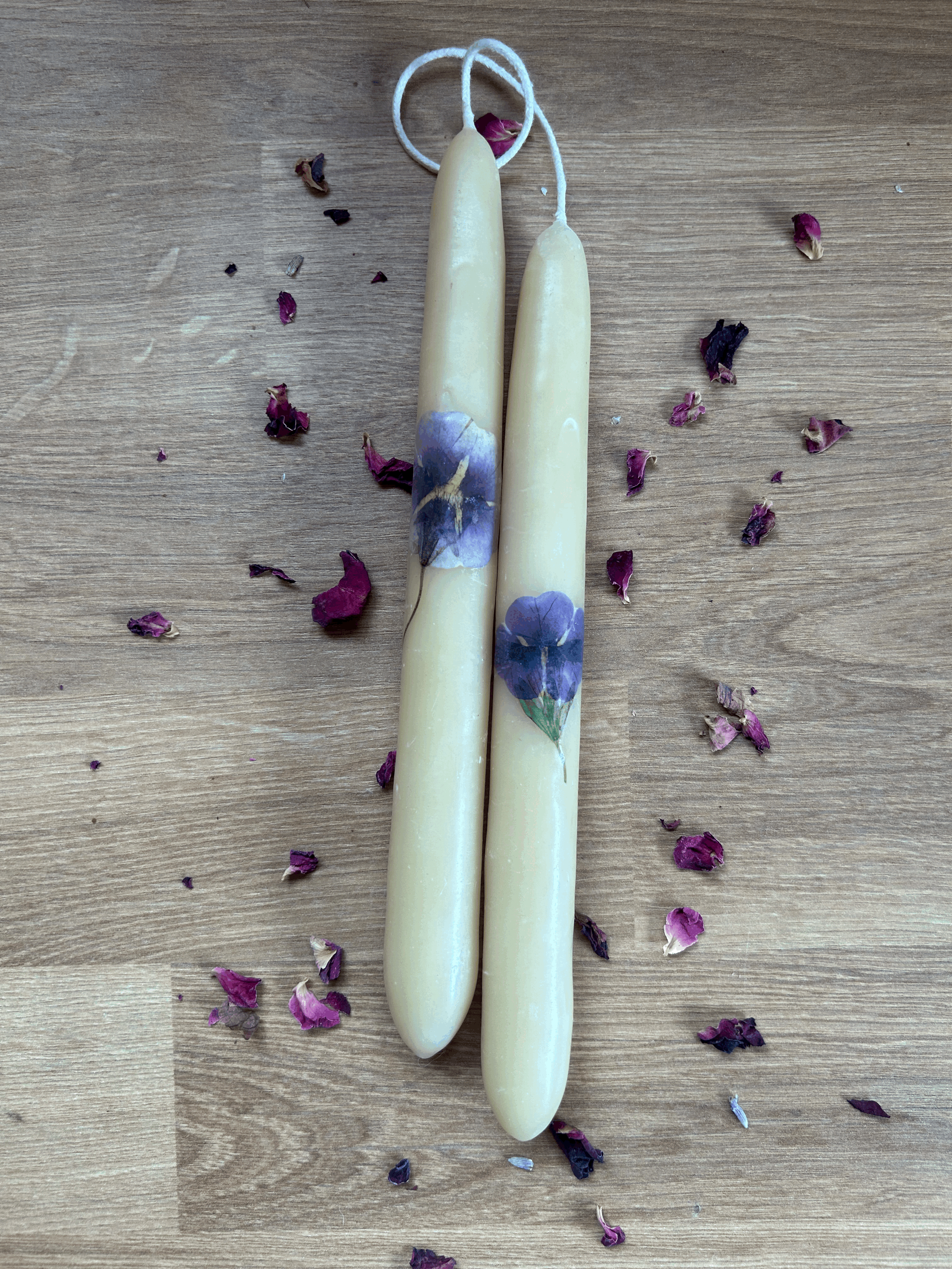 Bespoke Hand-Dipped Beeswax Taper Candles (1 set)