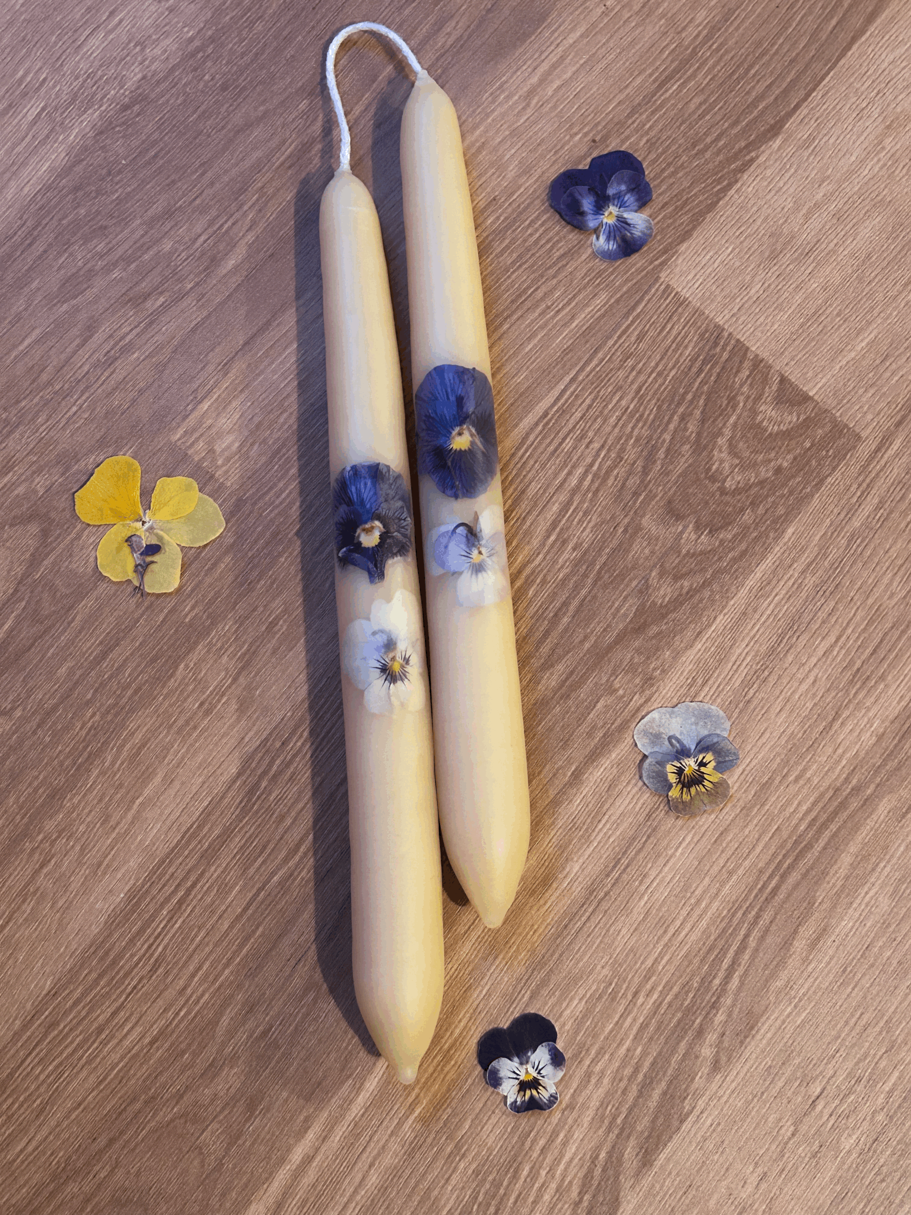 Bespoke Hand-Dipped Beeswax Taper Candles (1 set)