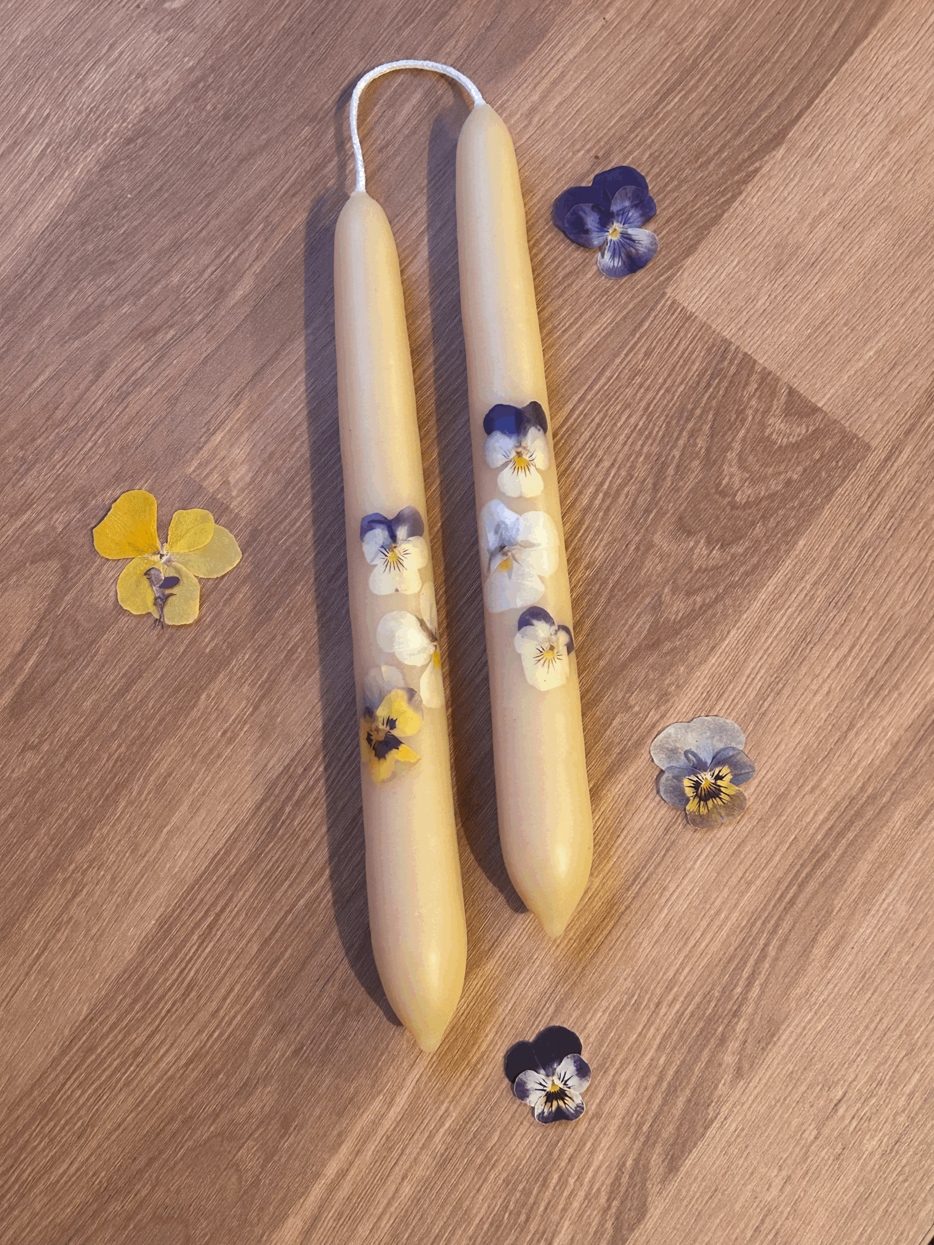 Bespoke Hand-Dipped Beeswax Taper Candles (1 set)