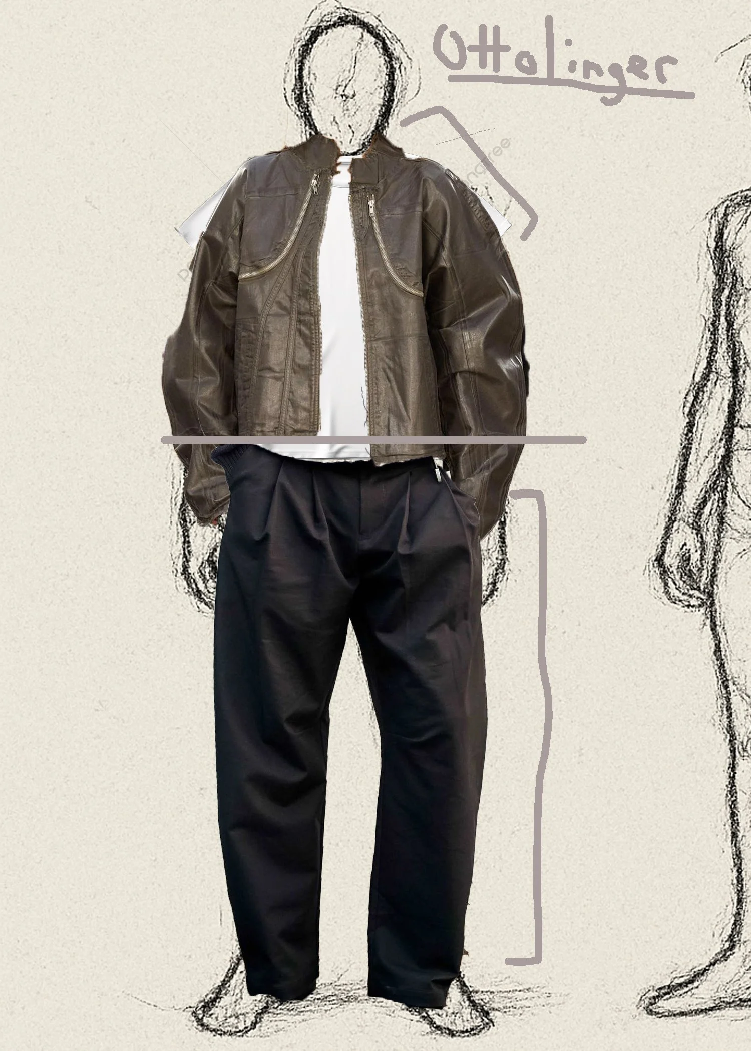 Proportion Sketch on Croqui w/ Ottolinger Jacket