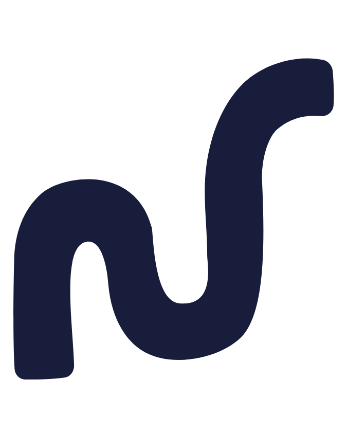 Large navy blue letter 'N' with rounded edges on a transparent background.