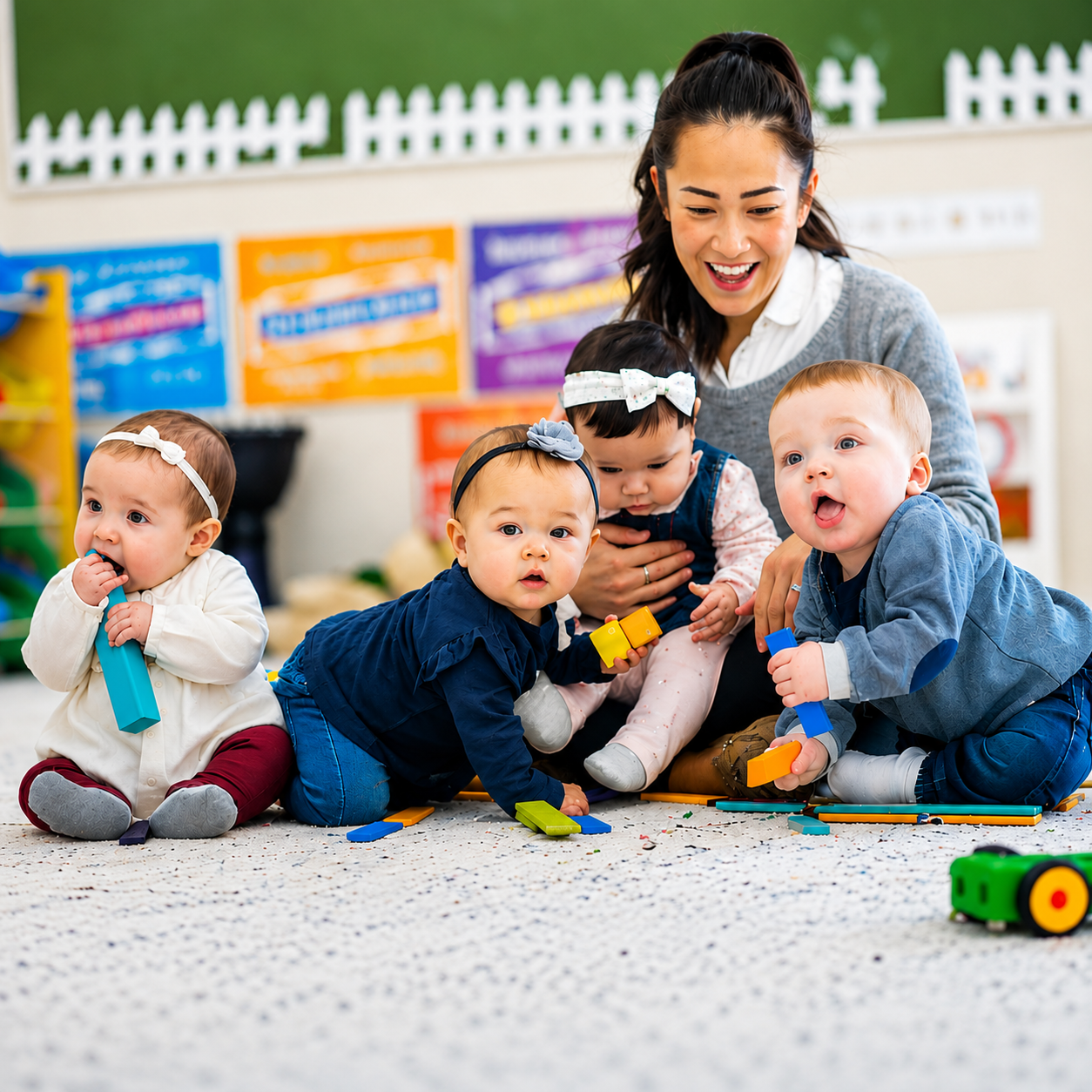 Happy mother holding her young child while receiving trusted childcare support and family care services.