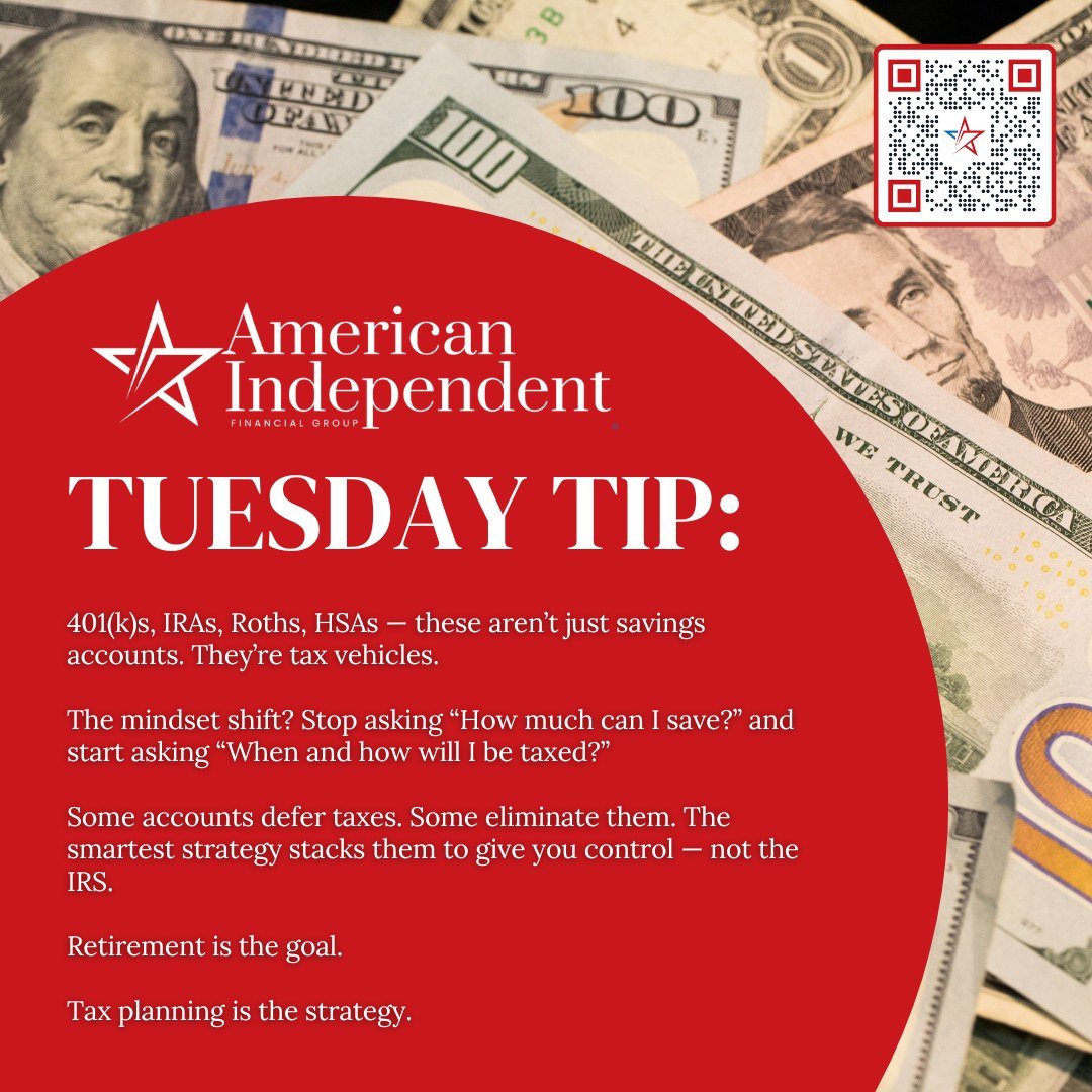 💡 TUESDAY TIP: It&rsquo;s Not a &ldquo;Retirement Account.&rdquo; It&rsquo;s a Tax Plan.

Most people treat their 401(k)s, IRAs, Roths, and HSAs like piggy banks for retirement.

But that&rsquo;s only half the story.

These aren&rsquo;t just savings