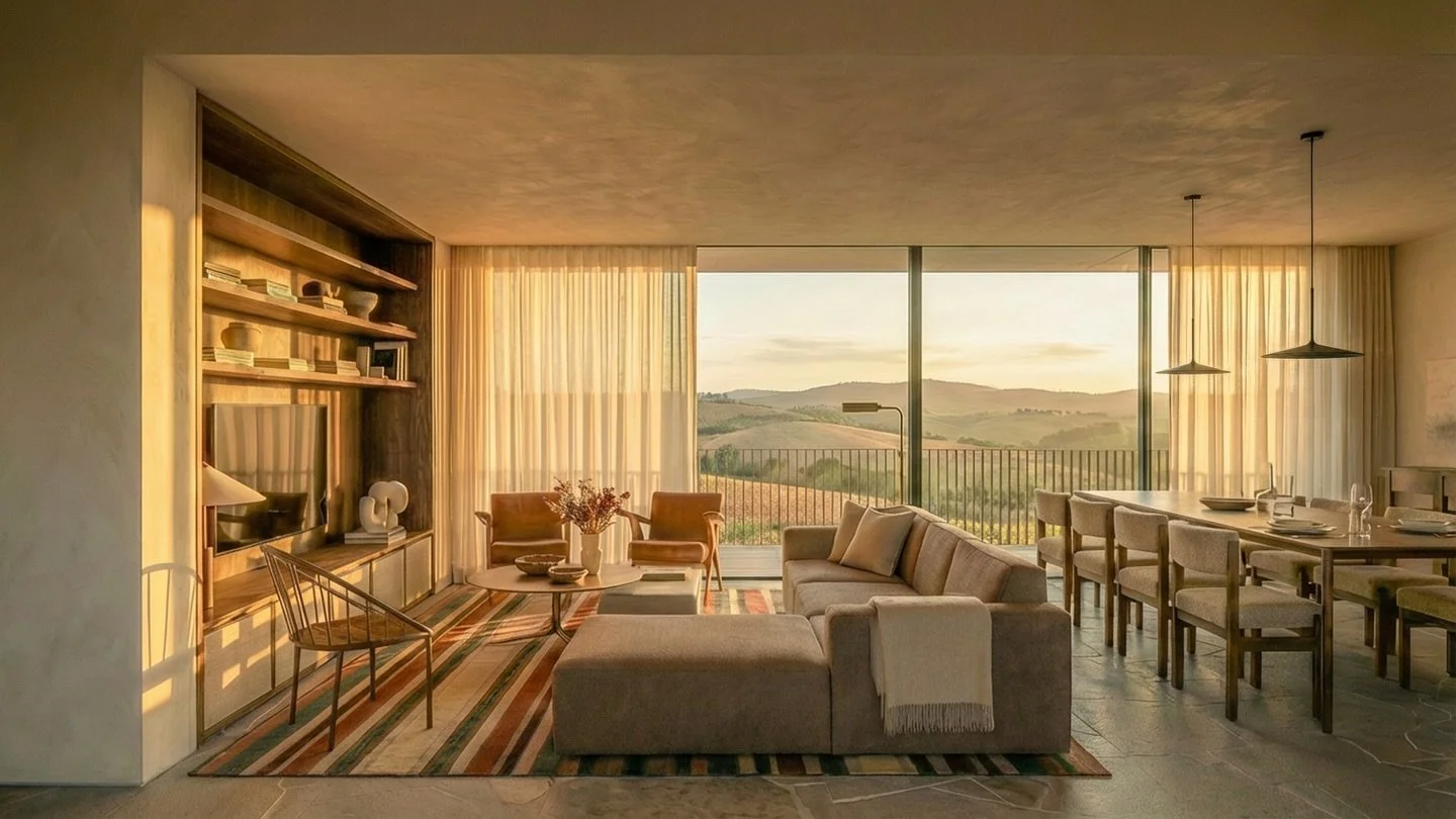 Na &aacute;rea social da Casa Origo, o living se transforma do dia para a noite. A ilumina&ccedil;&atilde;o revela novas nuances e evidencia como o estar integrado &agrave; sala de jantar cria uma din&acirc;mica mais acolhedora no cotidiano. A bossa 