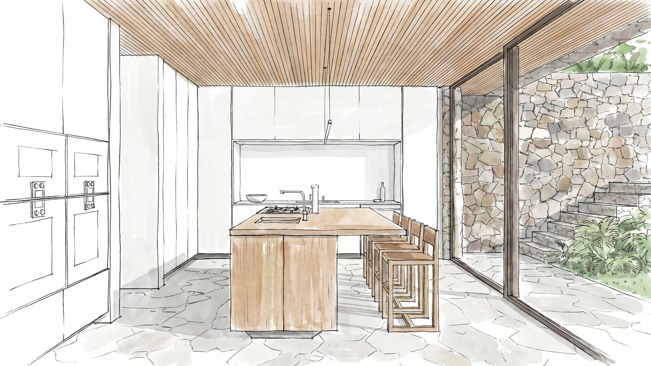 Estudo de interiores para cozinha | Casa Silente #kitchen #interiordesign