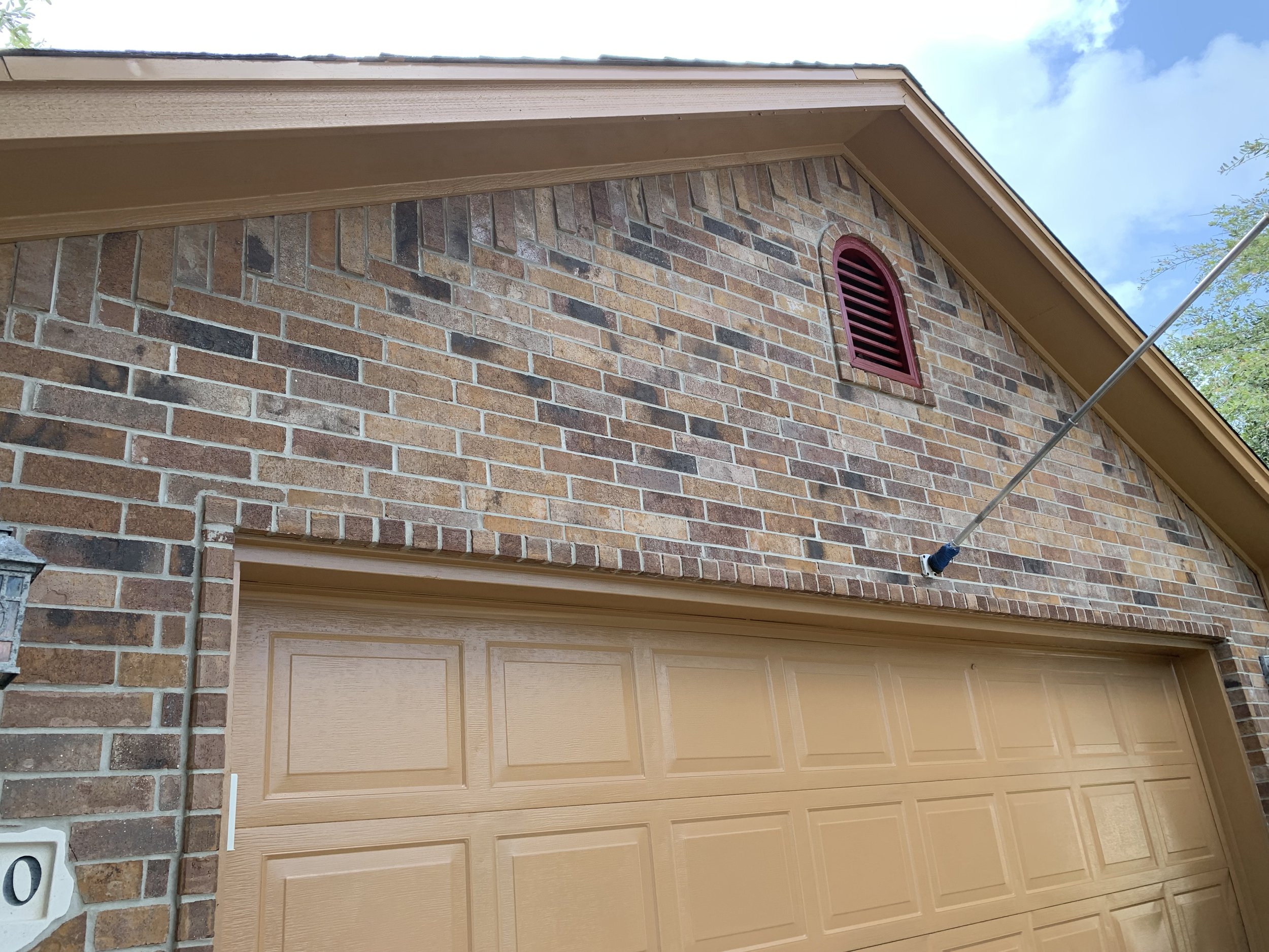 Fresh coat of paint on garage door.