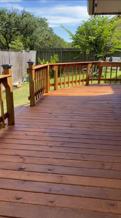 Finished elevated deck + wraparound railings