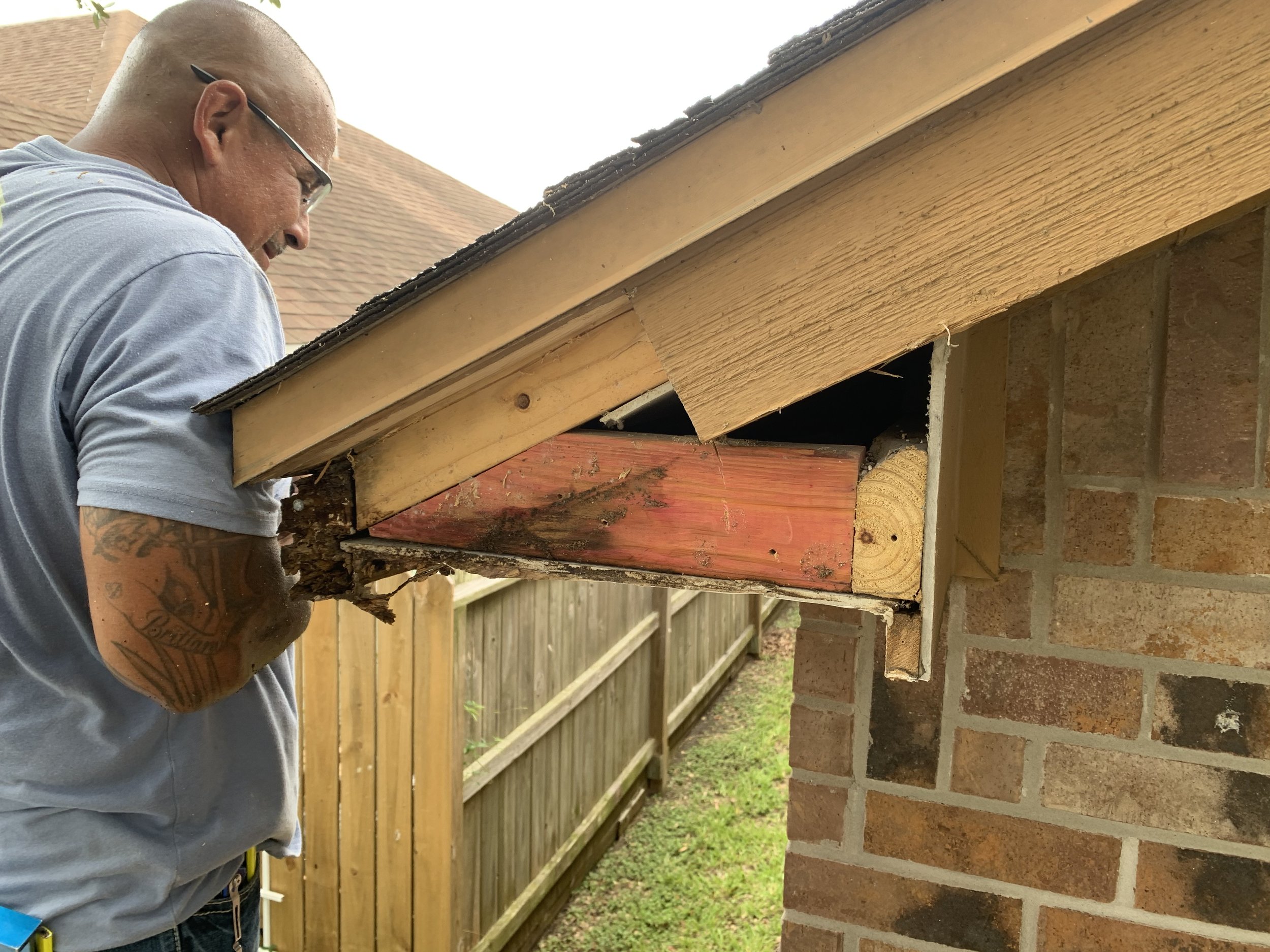 Old soffit and fascia removed and replaced around home.