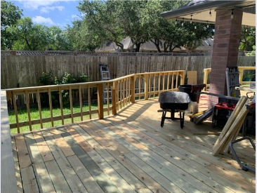 Deck and wraparound handrails are complete