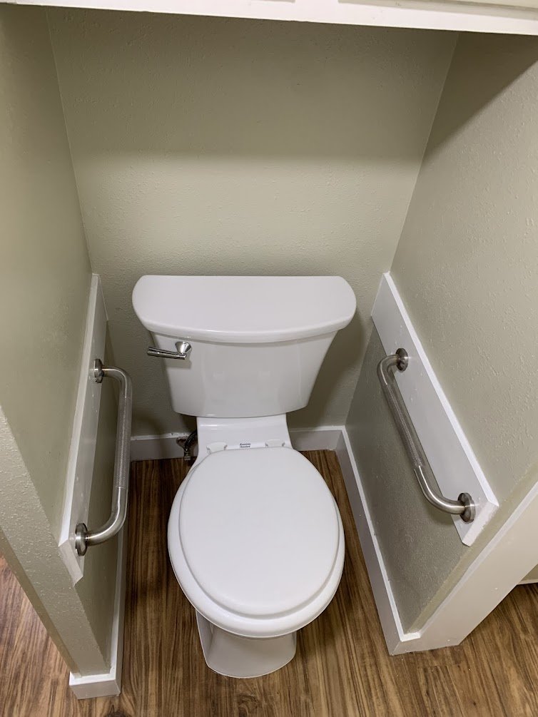Grab-Bar Blocking: Framed and blocked walls for code-compliant grab bar mounting.