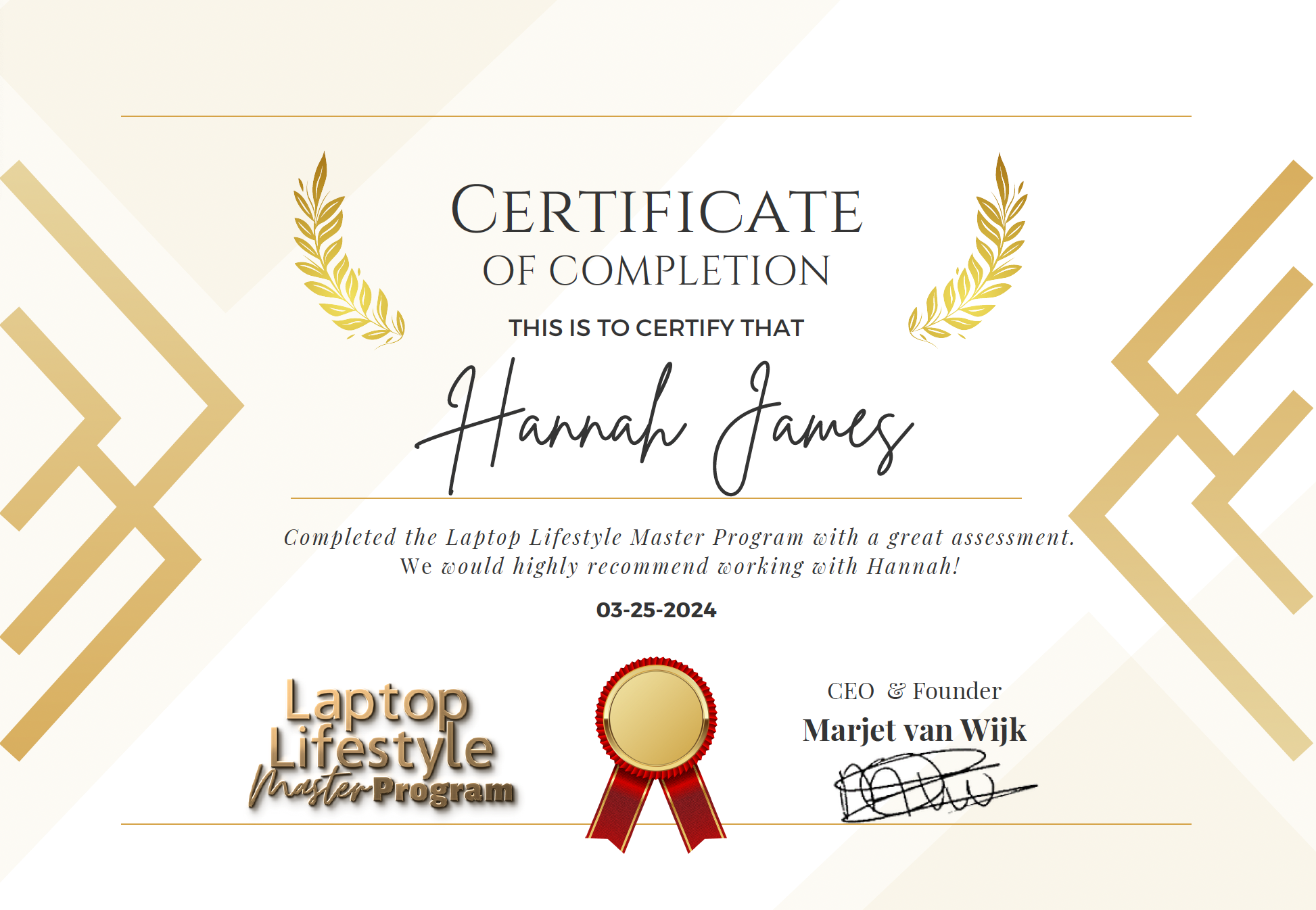 I have completed a digital business coaching programme.