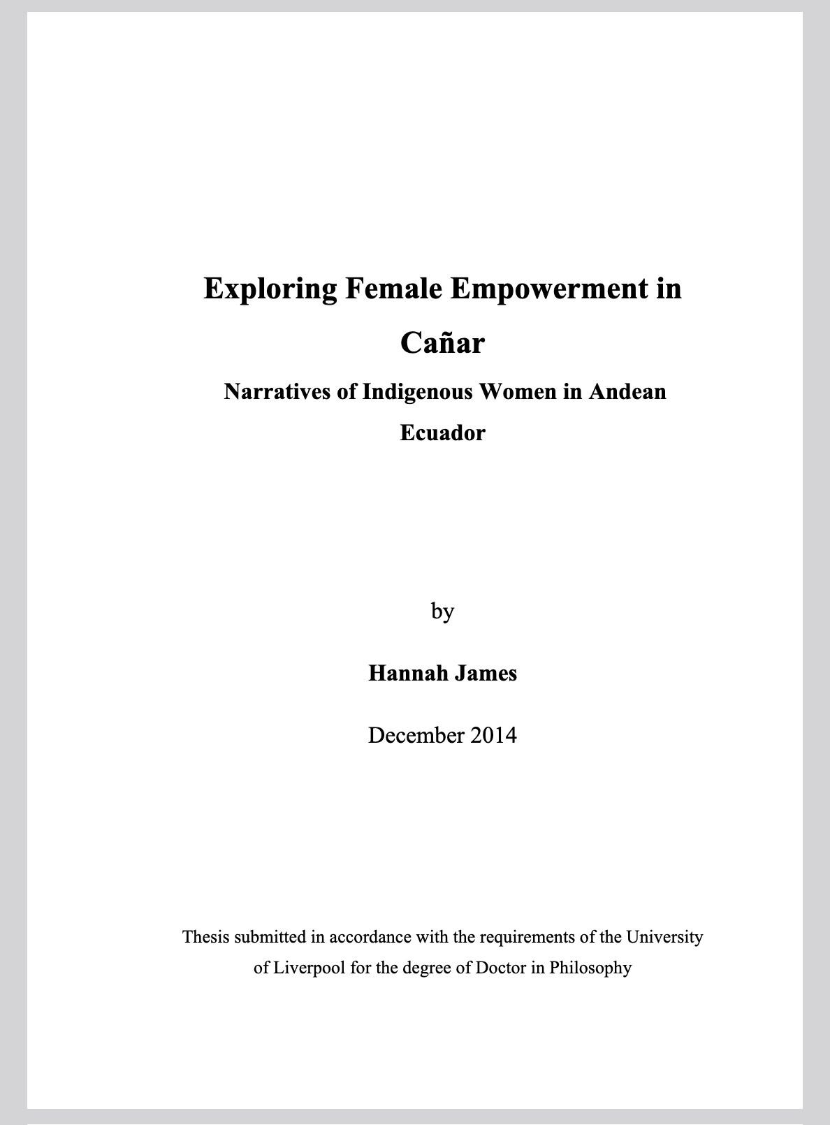 I submitted my PhD thesis to the University of Liverpool in December 2014.