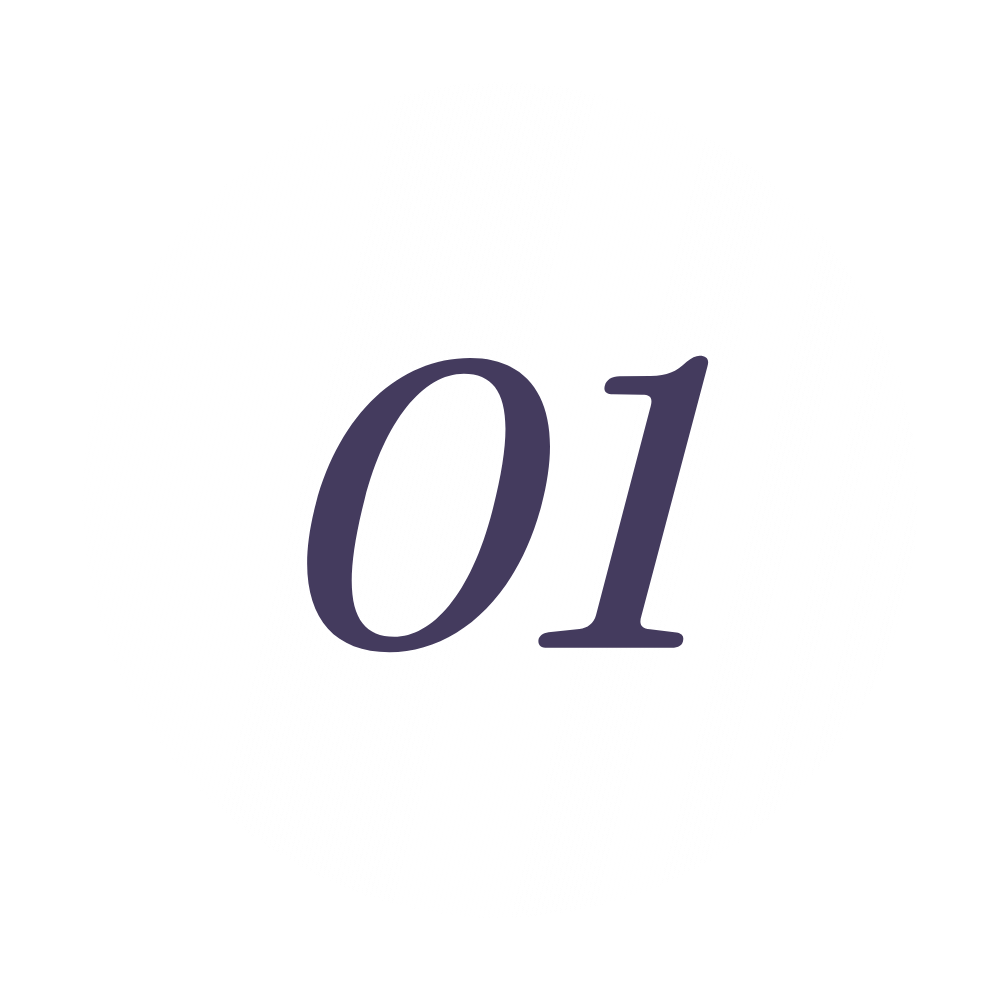 Close-up of a white button with the number '01' printed in dark purple, partially obscured by a black background.