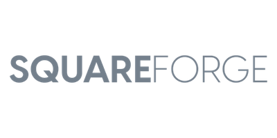 SquareForge logo with the text 'SQUARE' in light blue and 'FORGE' in dark blue.